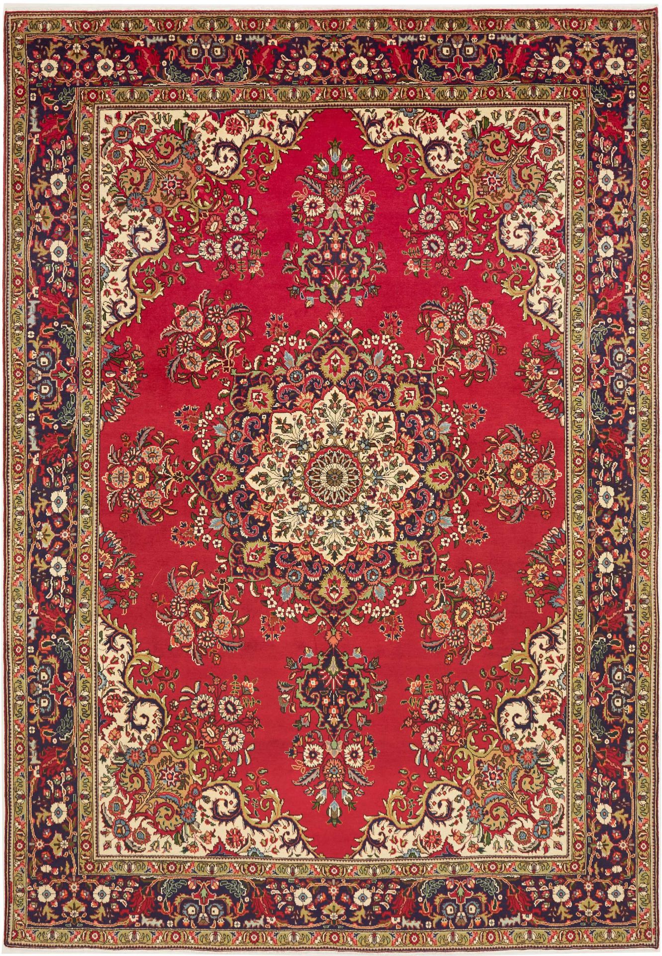 Hand-Knotted Wool Tabriz Persian Rug, 241 × 347 cm