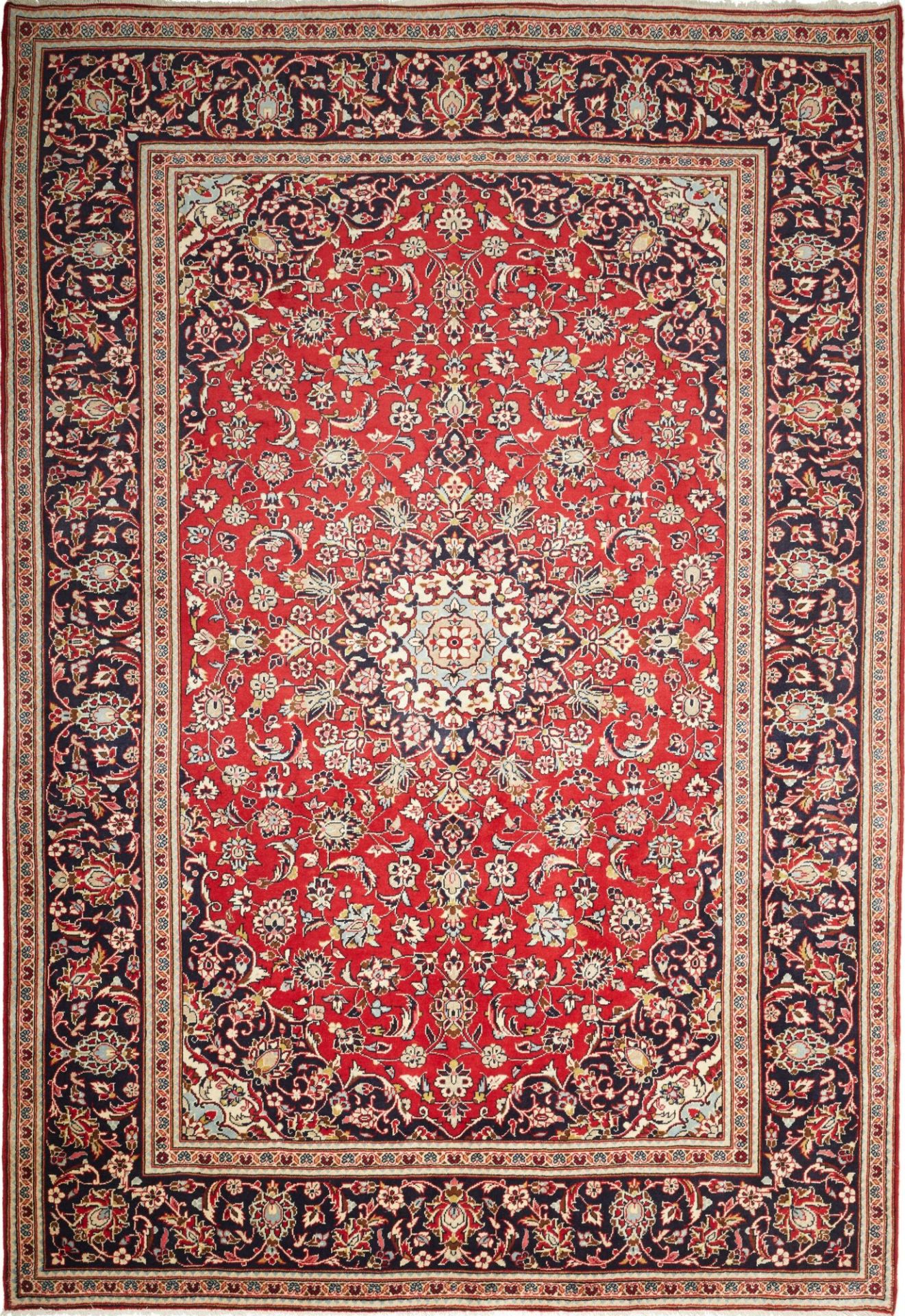 Hand-Knotted Wool Kashan Persian Rug, 241 × 351 cm