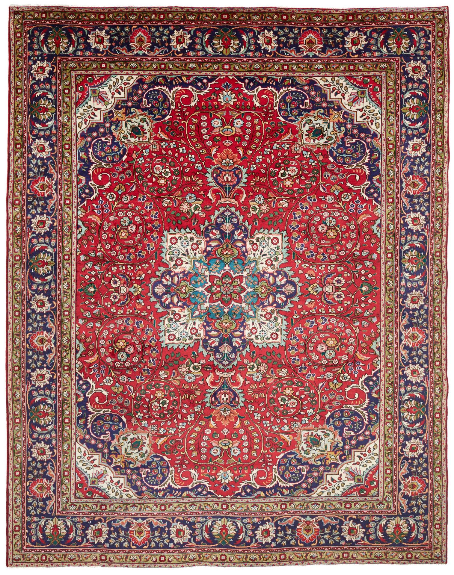 Hand-Knotted Wool Tabriz Persian Rug, 261 × 335 cm
