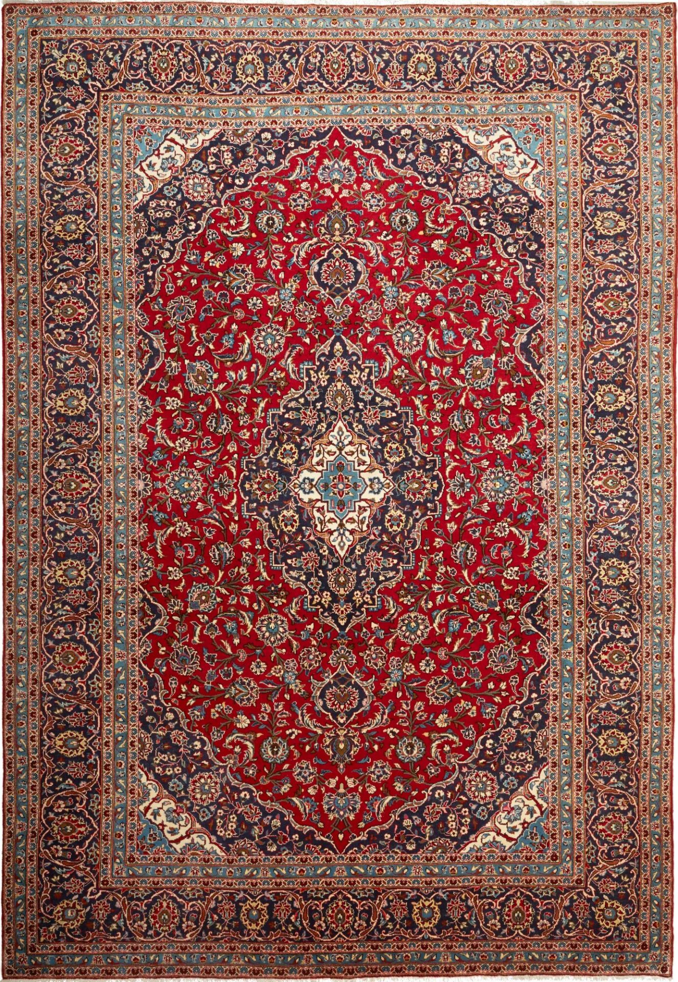 Hand-Knotted Wool Kashan Persian Rug, 251 × 333 cm