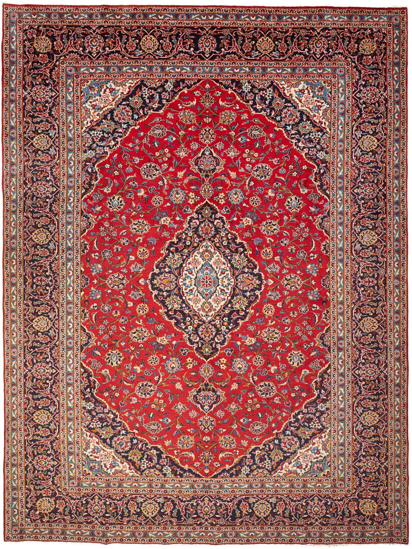 Hand-Knotted Wool Kashan Persian Rug, 261 × 349 cm