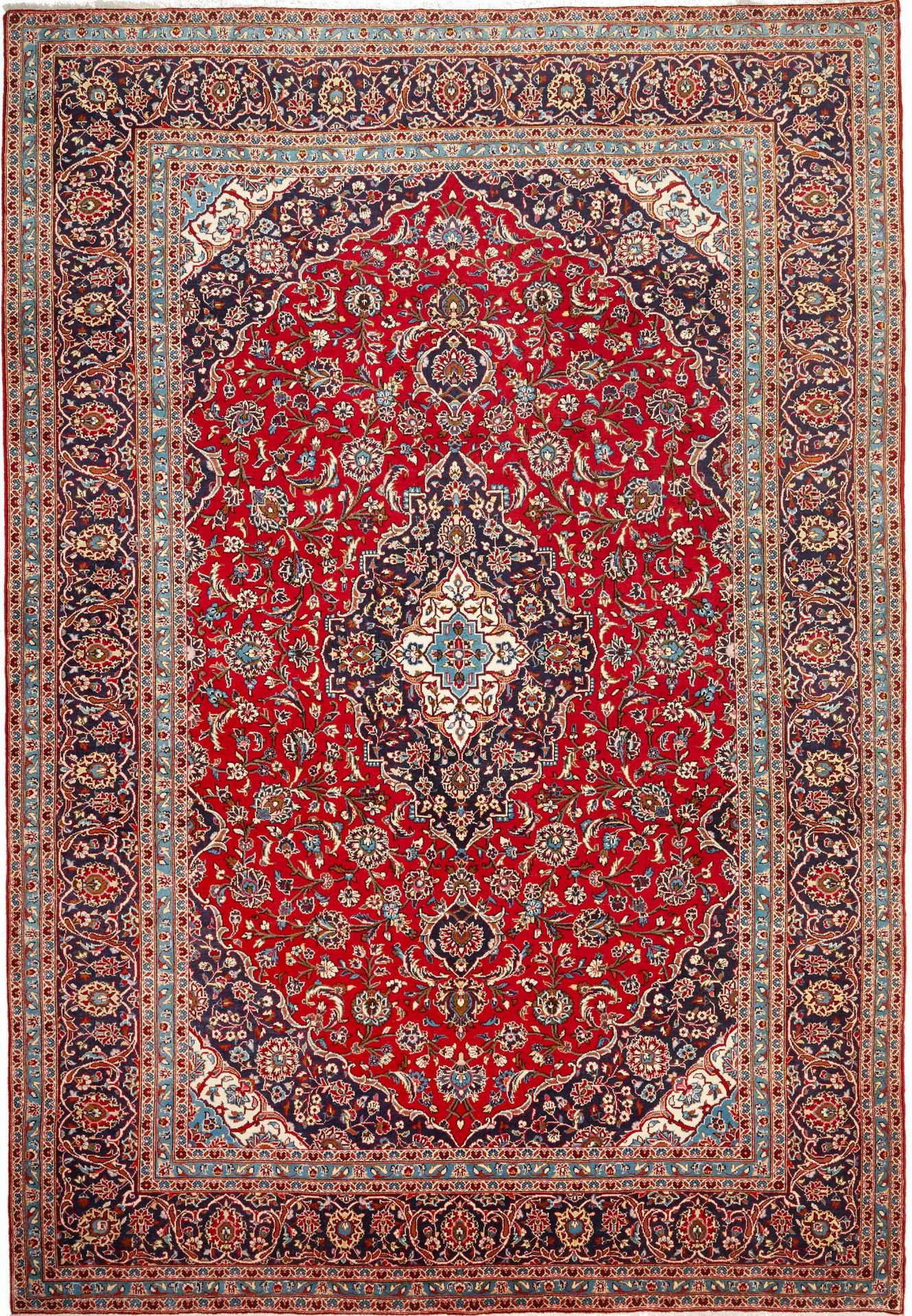 Hand-Knotted Wool Kashan Persian Rug, 244 × 362 cm