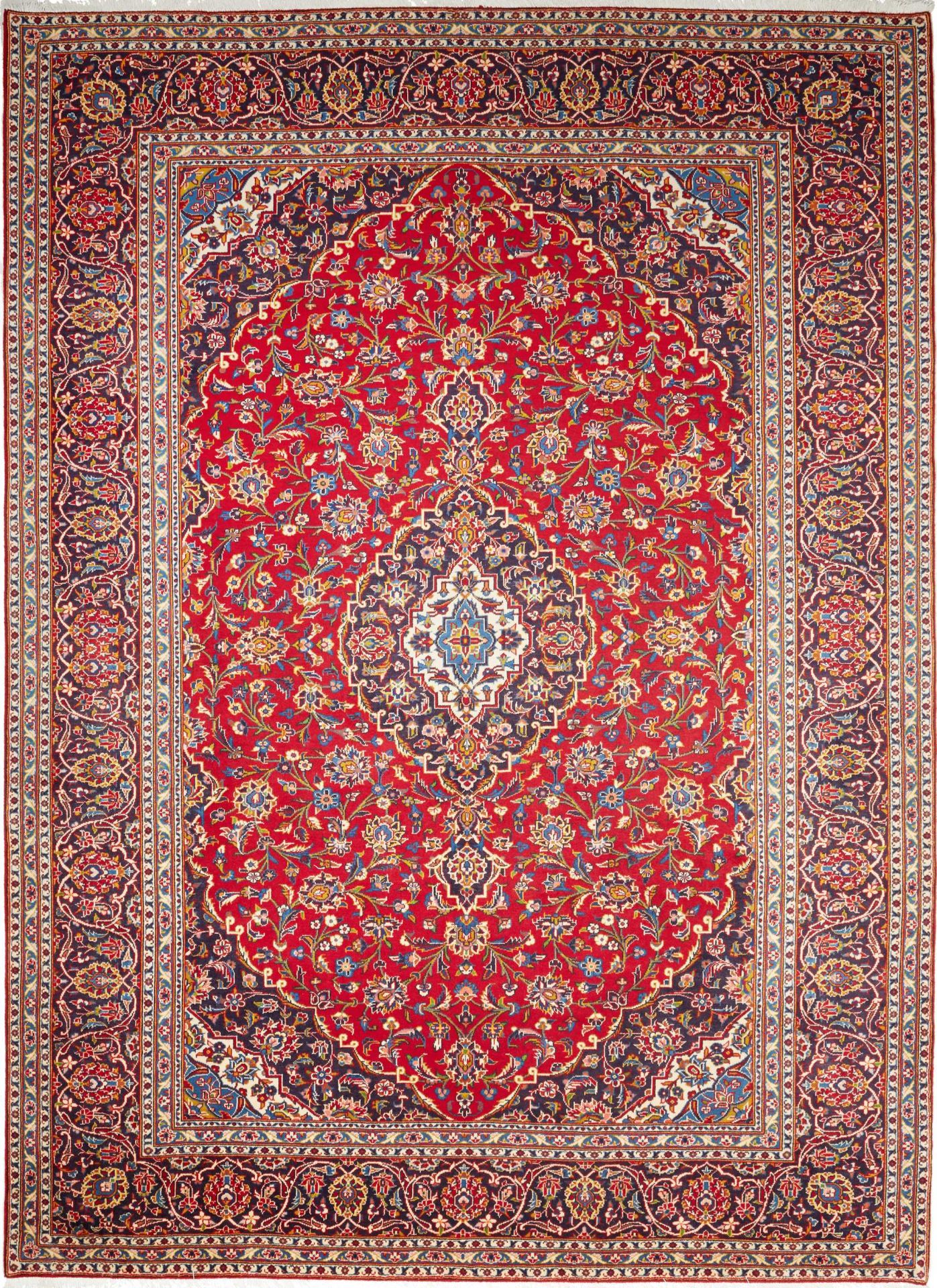 Hand-Knotted Wool Kashan Persian Rug, 256 × 349 cm