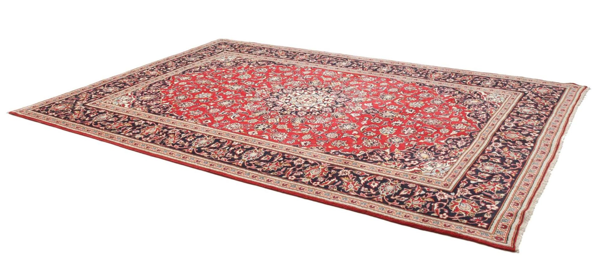 Hand-Knotted Wool Kashan Persian Rug, 241 × 351 cm