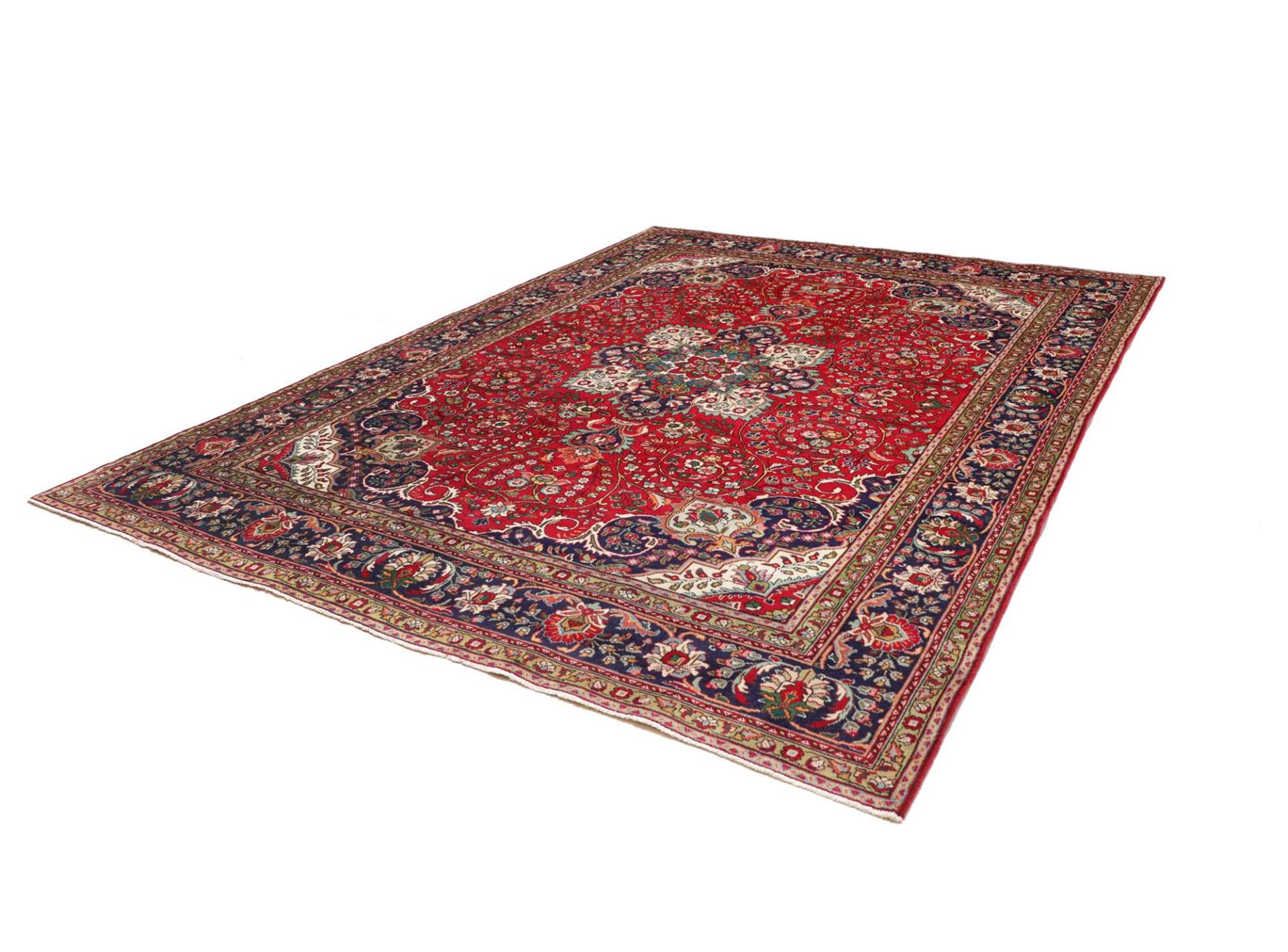 Hand-Knotted Wool Tabriz Persian Rug, 261 × 335 cm