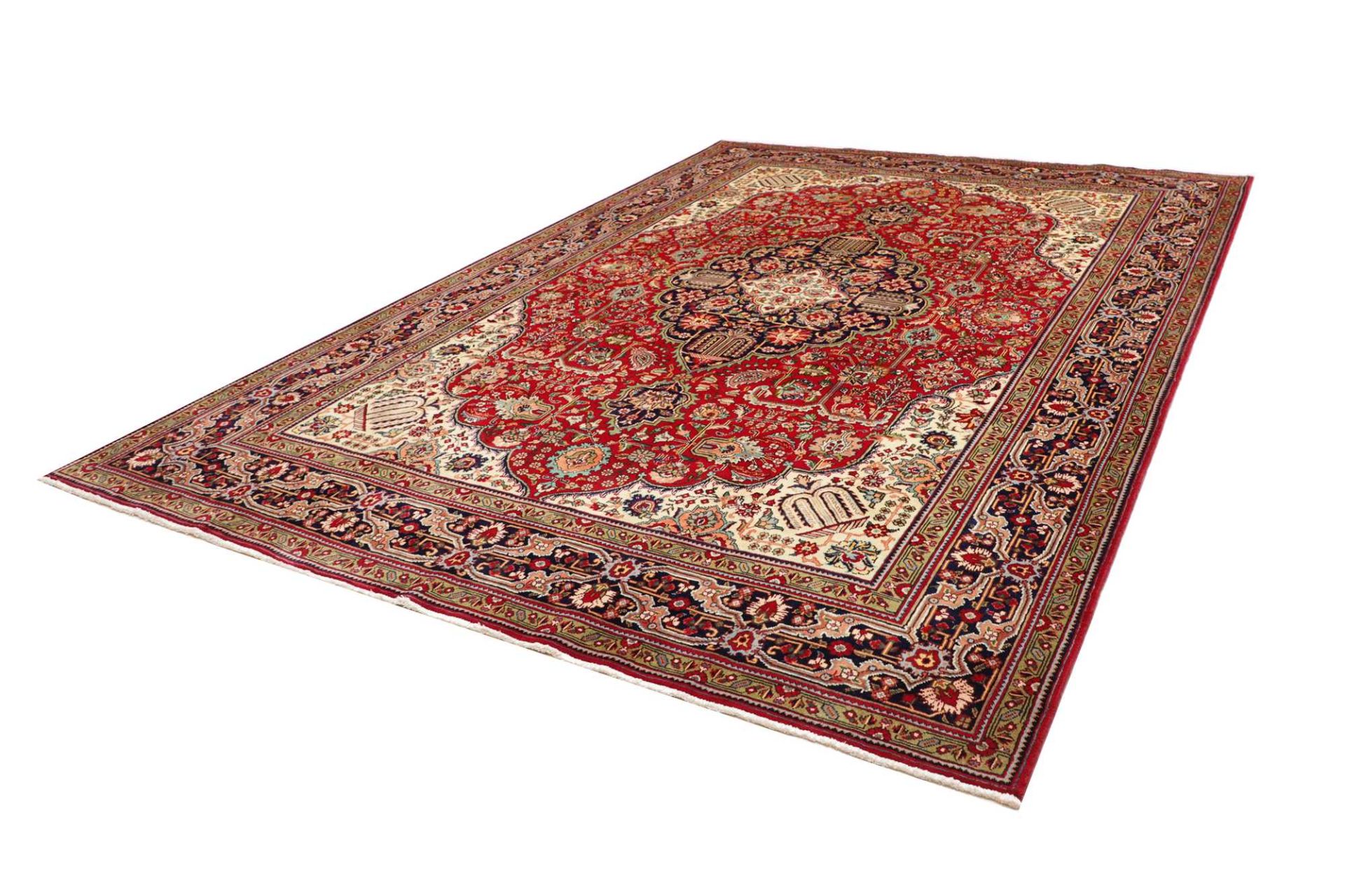 Hand-Knotted Wool Tabriz Persian Rug, 256 × 363 cm