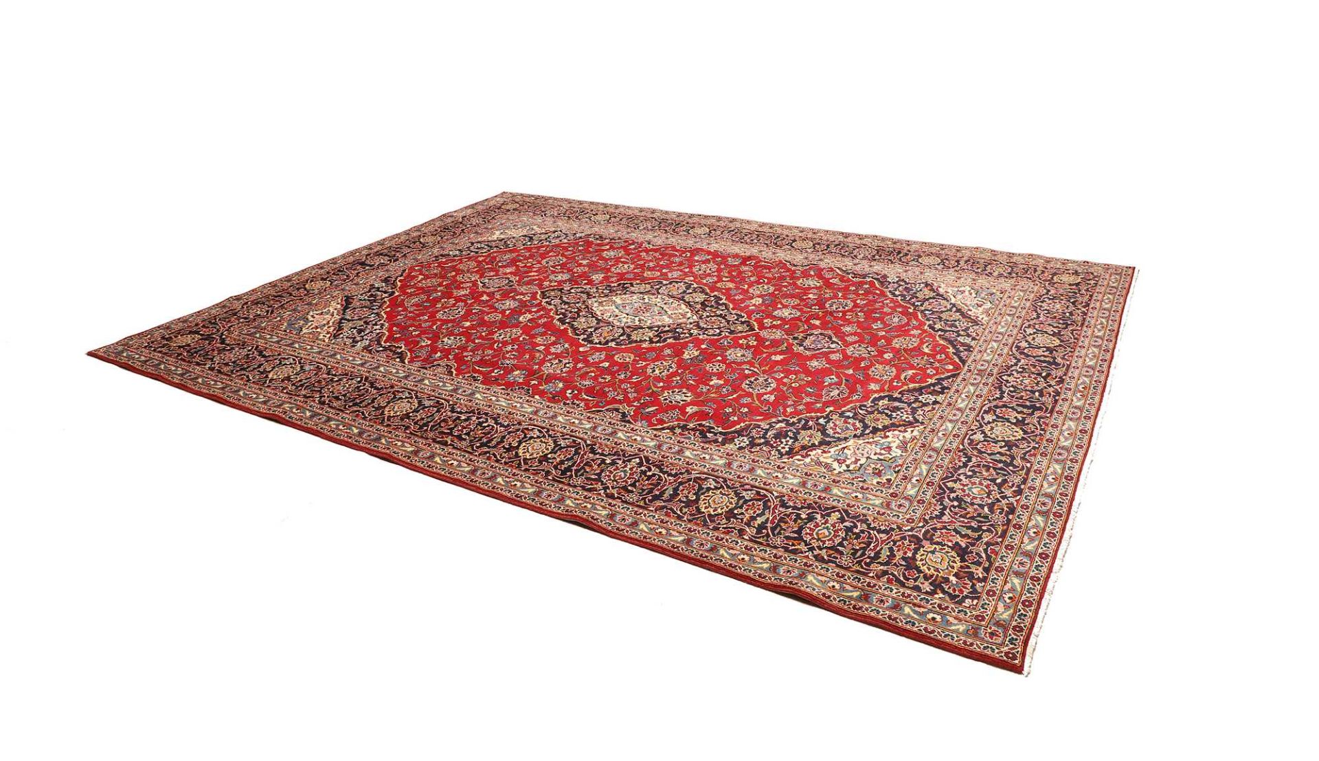 Hand-Knotted Wool Kashan Persian Rug, 261 × 349 cm