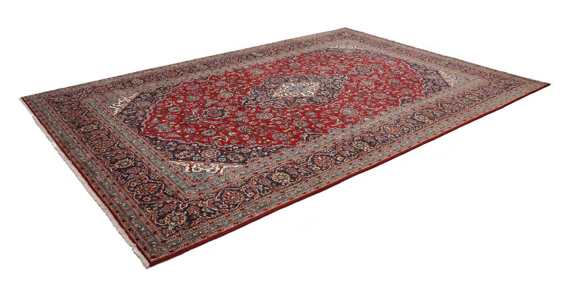 Hand-Knotted Wool Kashan Persian Rug, 244 × 362 cm