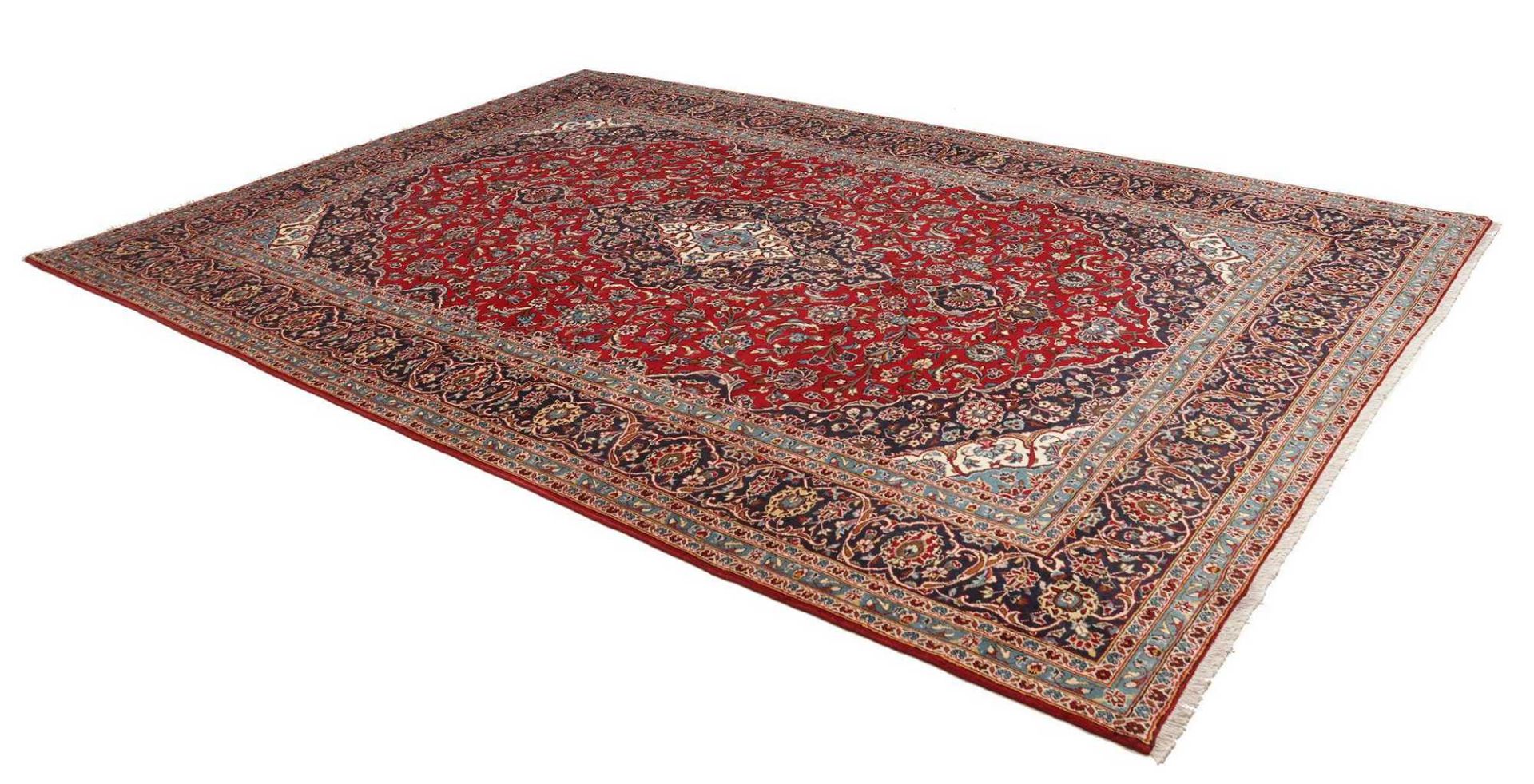 Hand-Knotted Wool Kashan Persian Rug, 244 × 362 cm