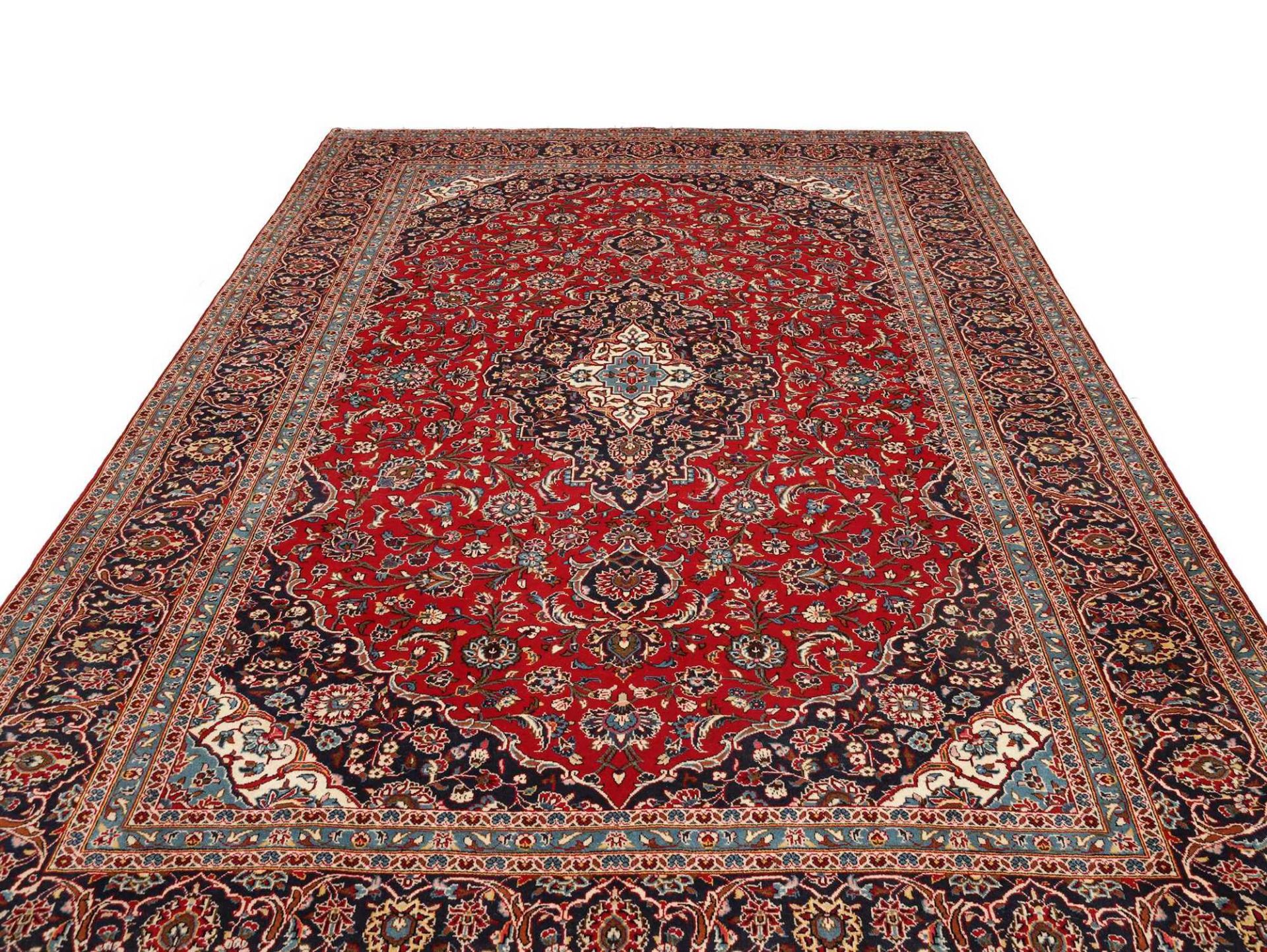 Hand-Knotted Wool Kashan Persian Rug, 244 × 362 cm