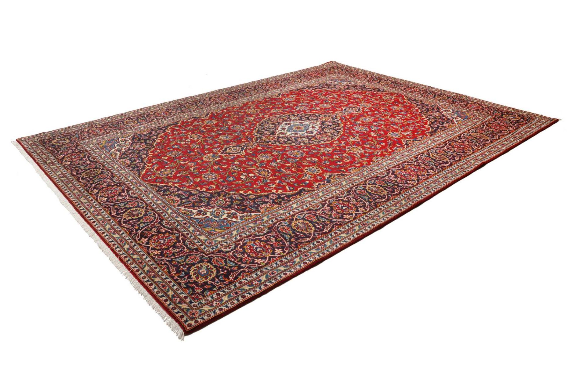 Hand-Knotted Wool Kashan Persian Rug, 256 × 349 cm