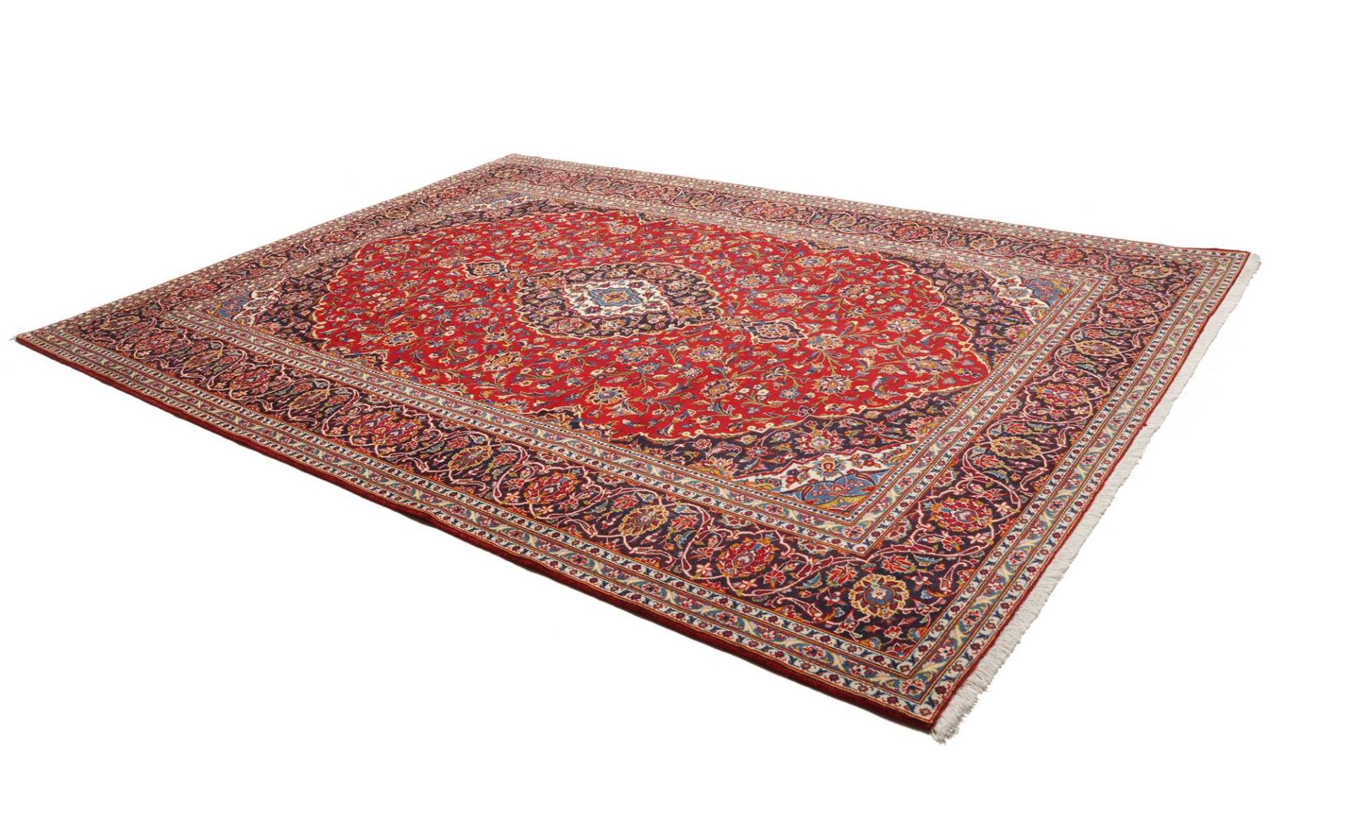 Hand-Knotted Wool Kashan Persian Rug, 256 × 349 cm