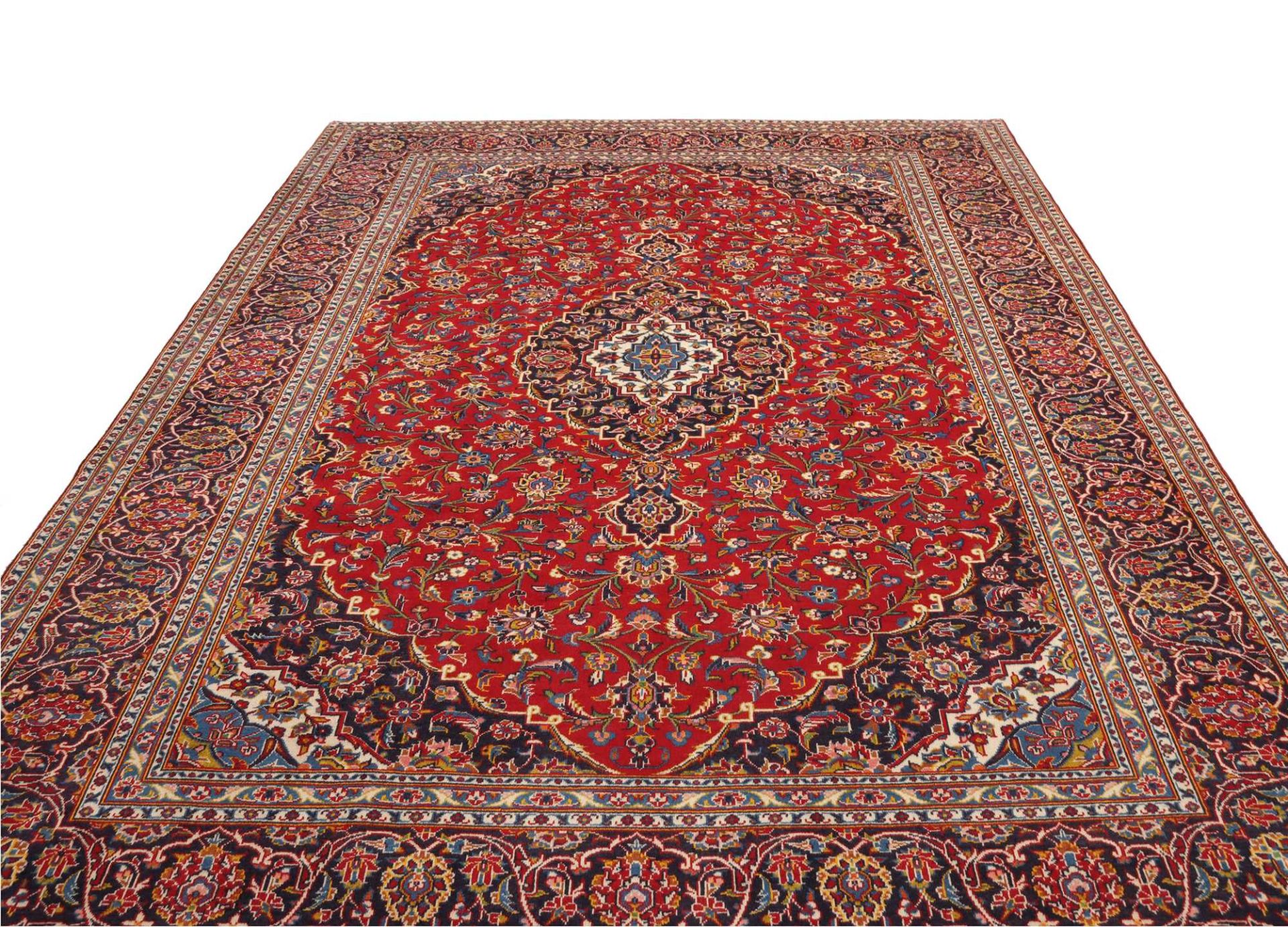 Hand-Knotted Wool Kashan Persian Rug, 256 × 349 cm