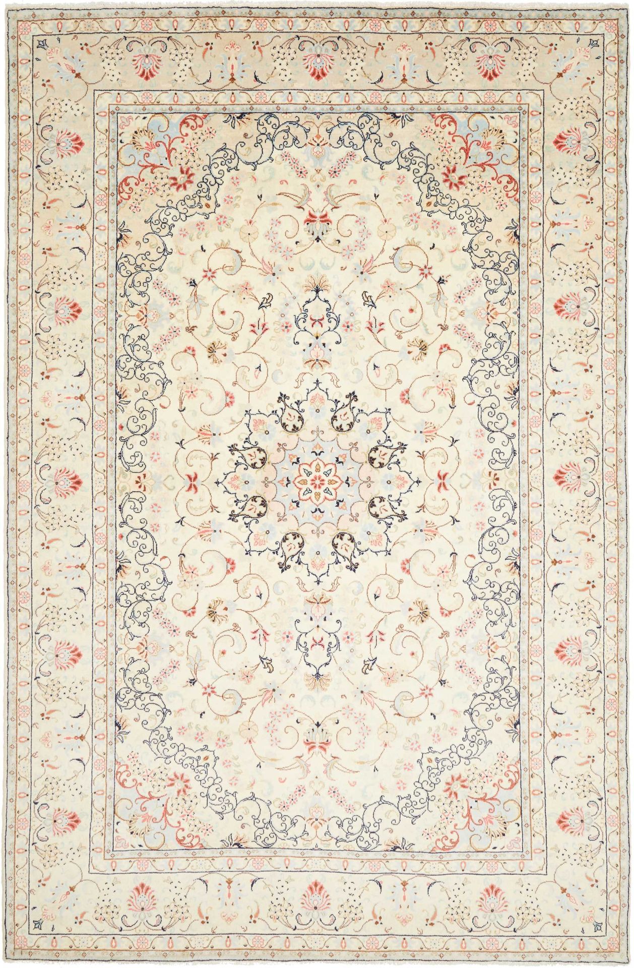Hand-Knotted Wool Kashan Persian Rug, 196 × 299 cm