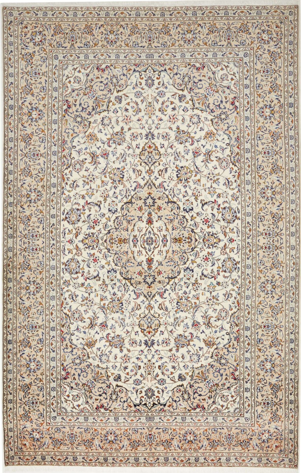 Hand-Knotted Wool Kashan Persian Rug, 205 × 319 cm
