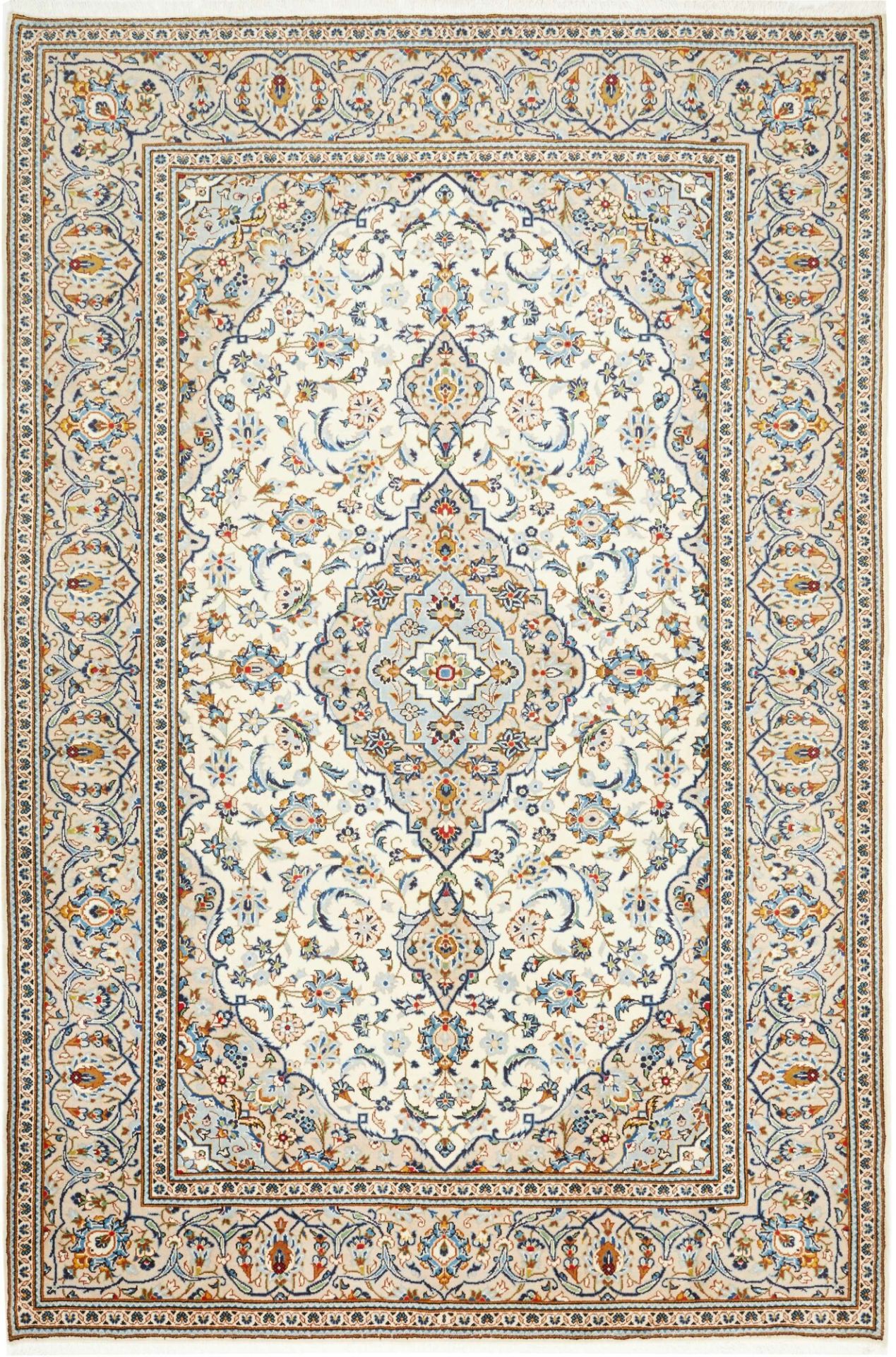 Hand-Knotted Wool Kashan Persian Rug, 201 × 299 cm