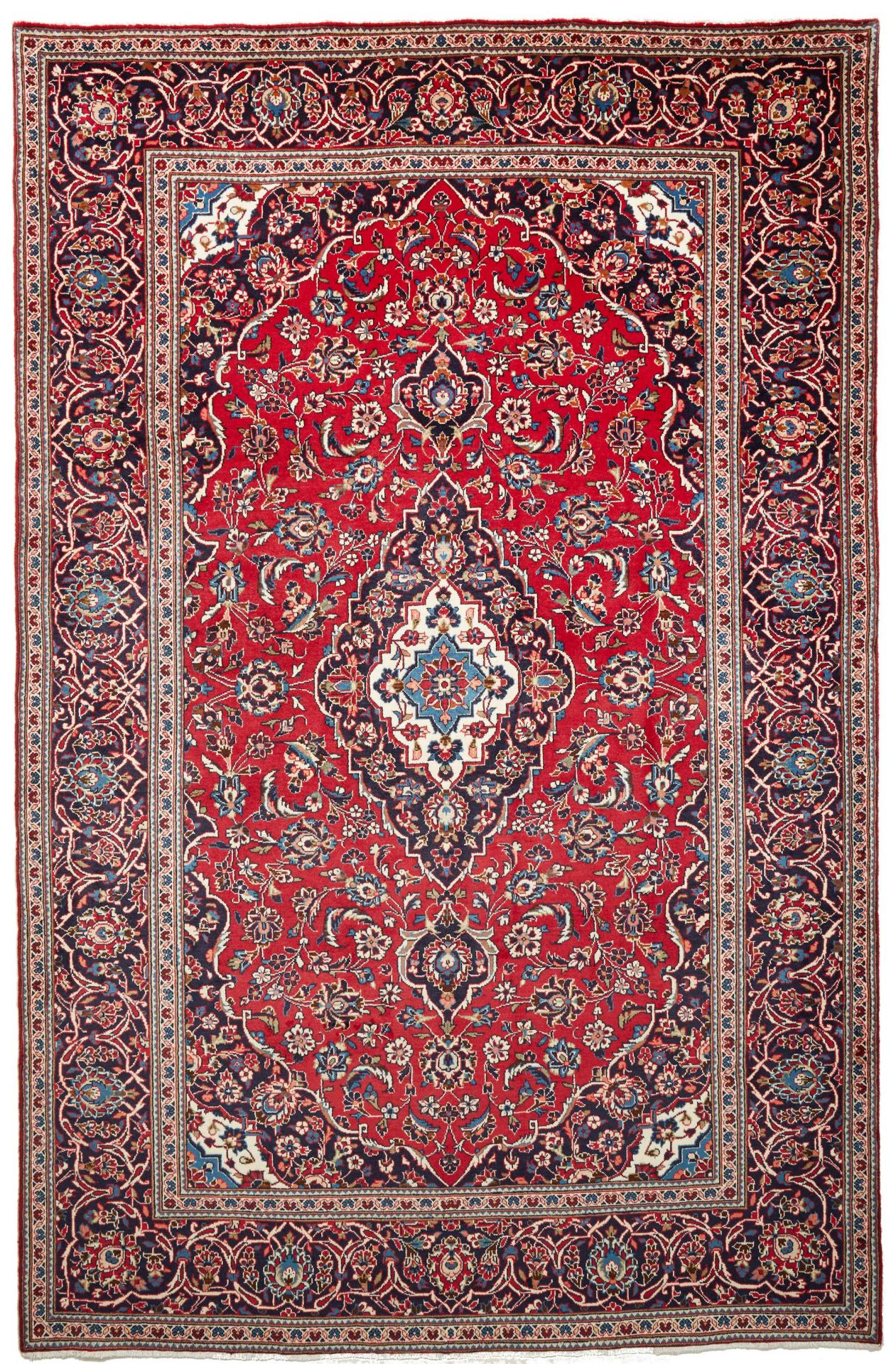 Hand-Knotted Wool Kashan Persian Rug, 201 × 307 cm