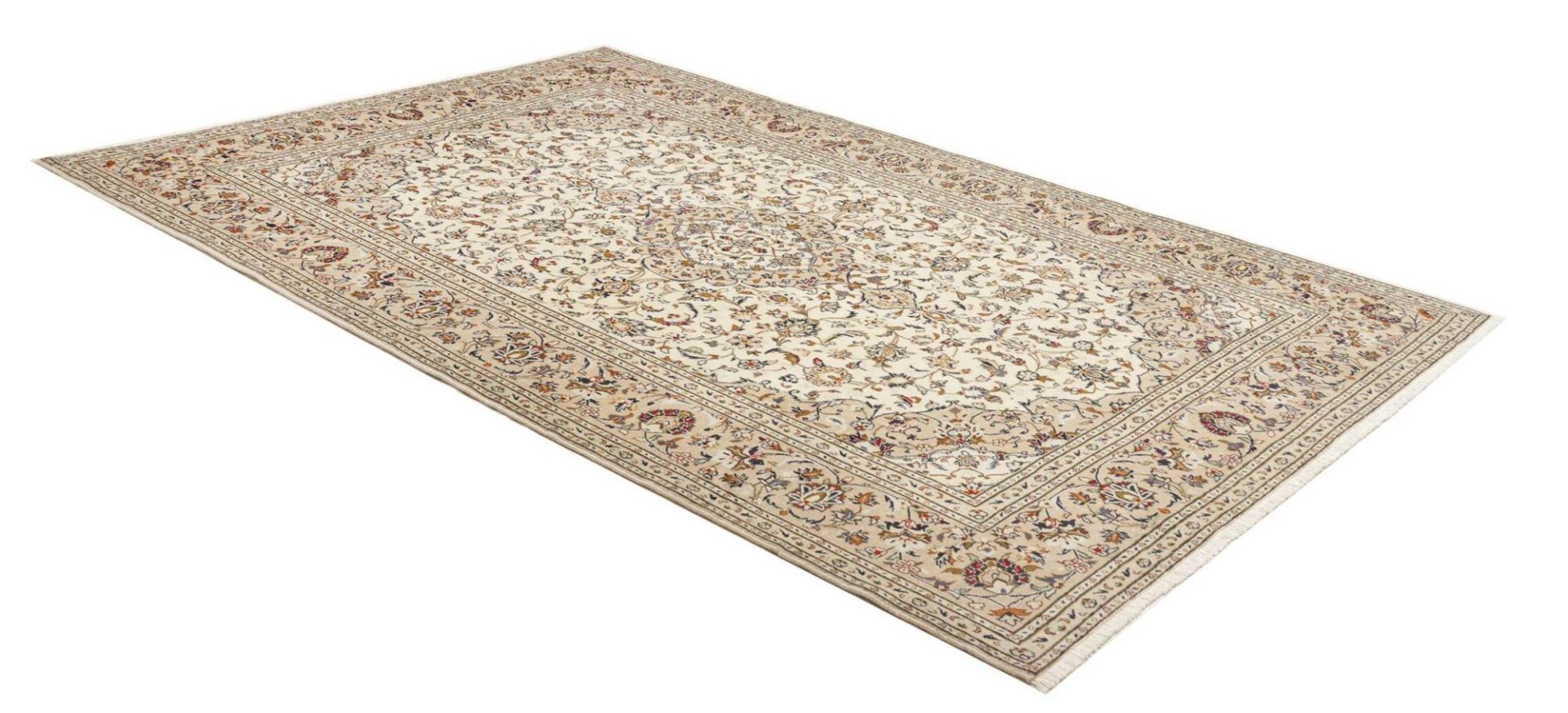 Hand-Knotted Wool Kashan Persian Rug, 203 × 307 cm