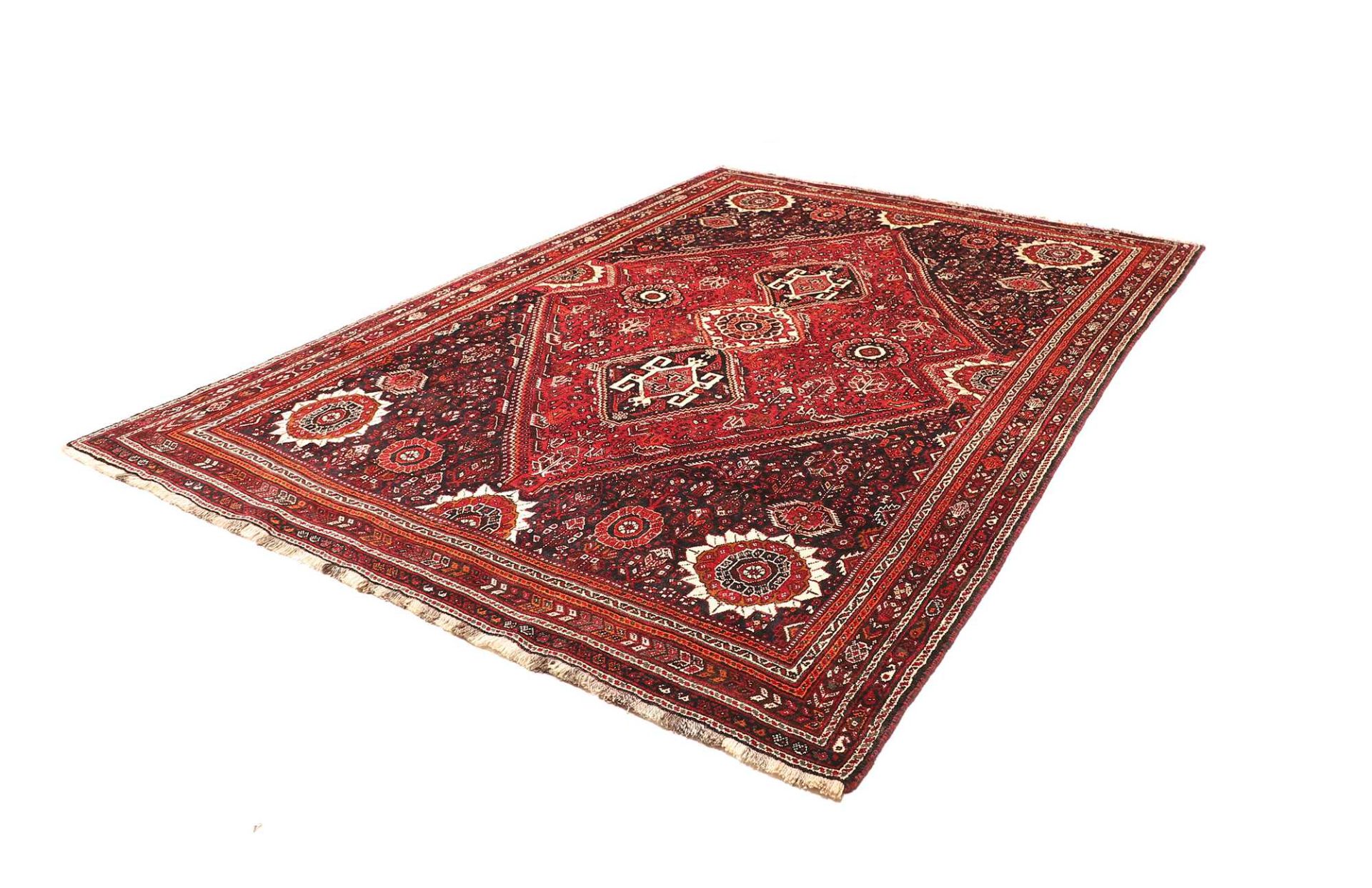 Hand-Knotted Wool Shiraz Persian Rug, 219 × 307 cm