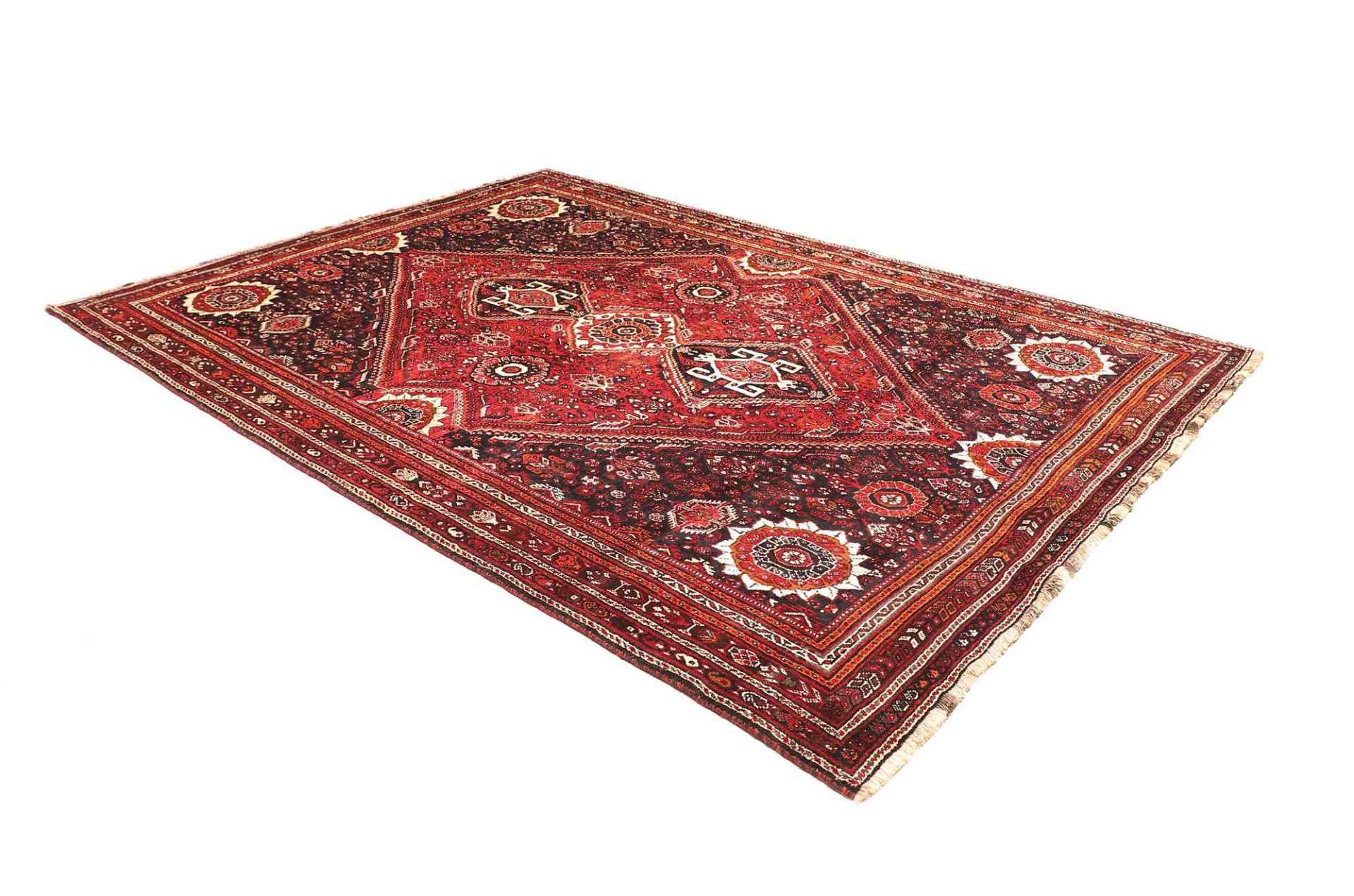 Hand-Knotted Wool Shiraz Persian Rug, 219 × 307 cm