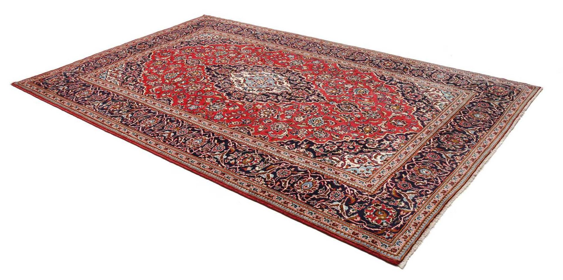 Hand-Knotted Wool Kashan Persian Rug, 198 × 307 cm