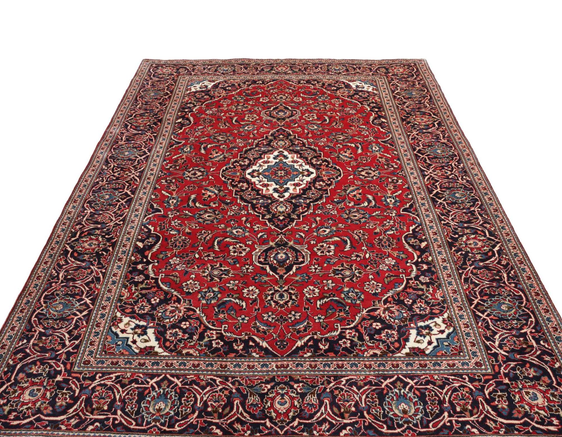 Hand-Knotted Wool Kashan Persian Rug, 201 × 307 cm