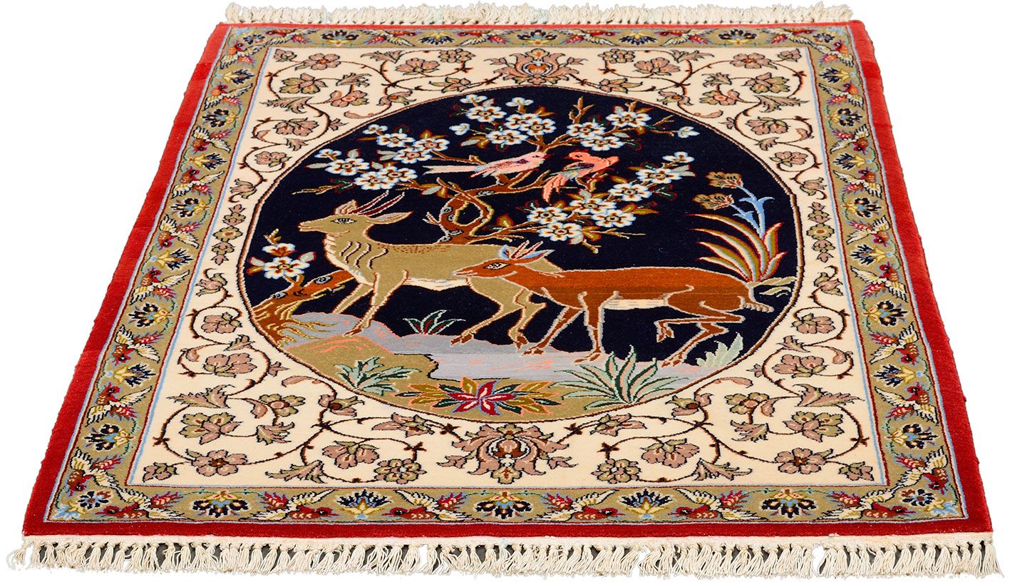Isfahan Persian Rug — hand-knotted, 72 × 99 cm, Wool & Silk