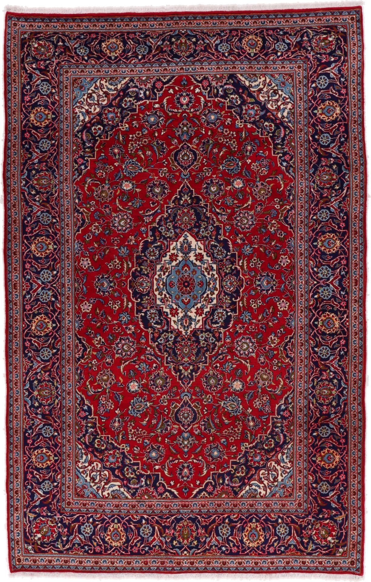 Hand-Knotted Wool Kashan Persian Rug, 202 × 302 cm