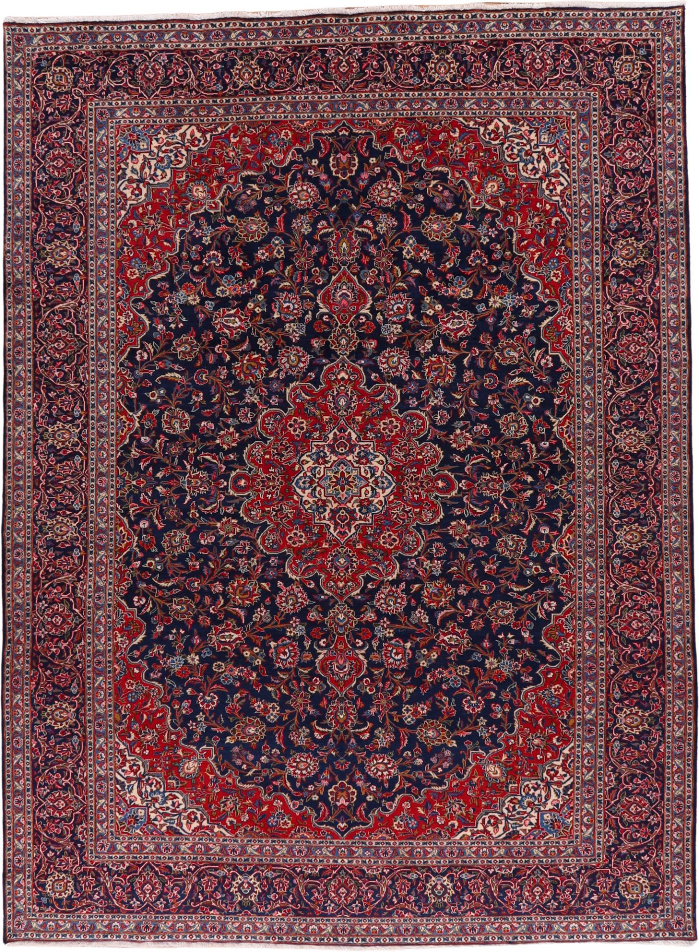 Hand-Knotted Wool Kashan Persian Rug, 305 × 412 cm