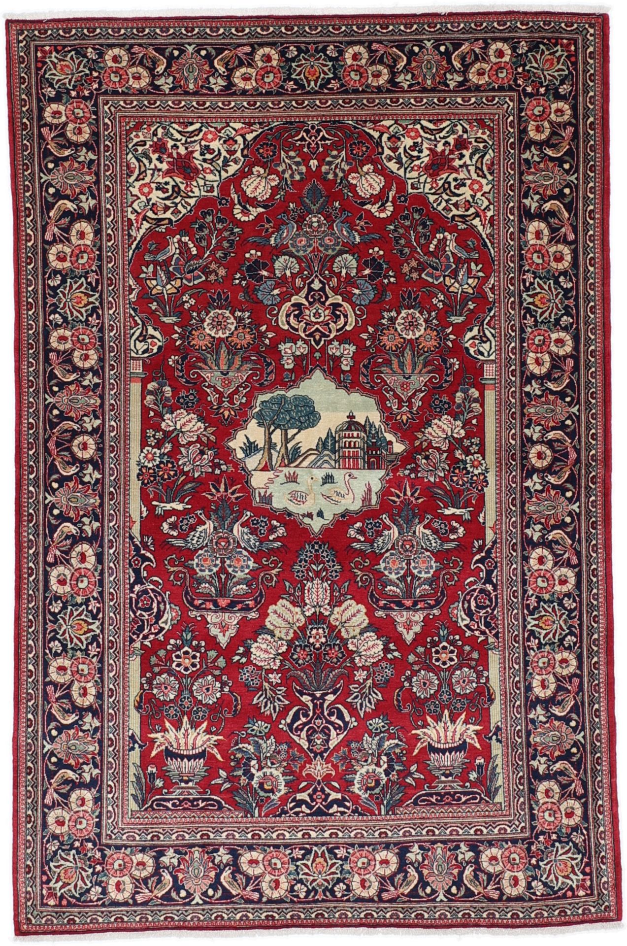 Antique Wool Kashan Persian Rug, 135 × 205 cm