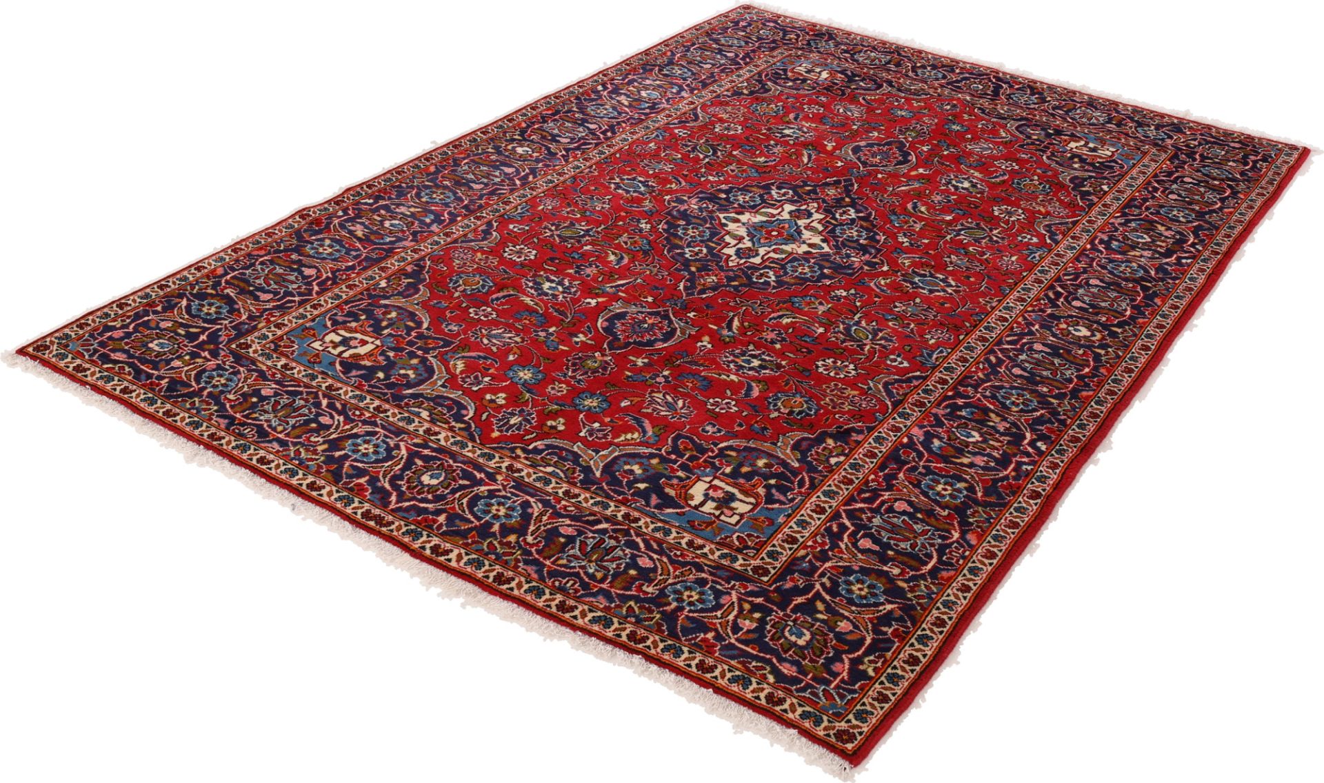 Hand-Knotted Wool & Silk Kashan Persian Rug, 200 × 300 cm