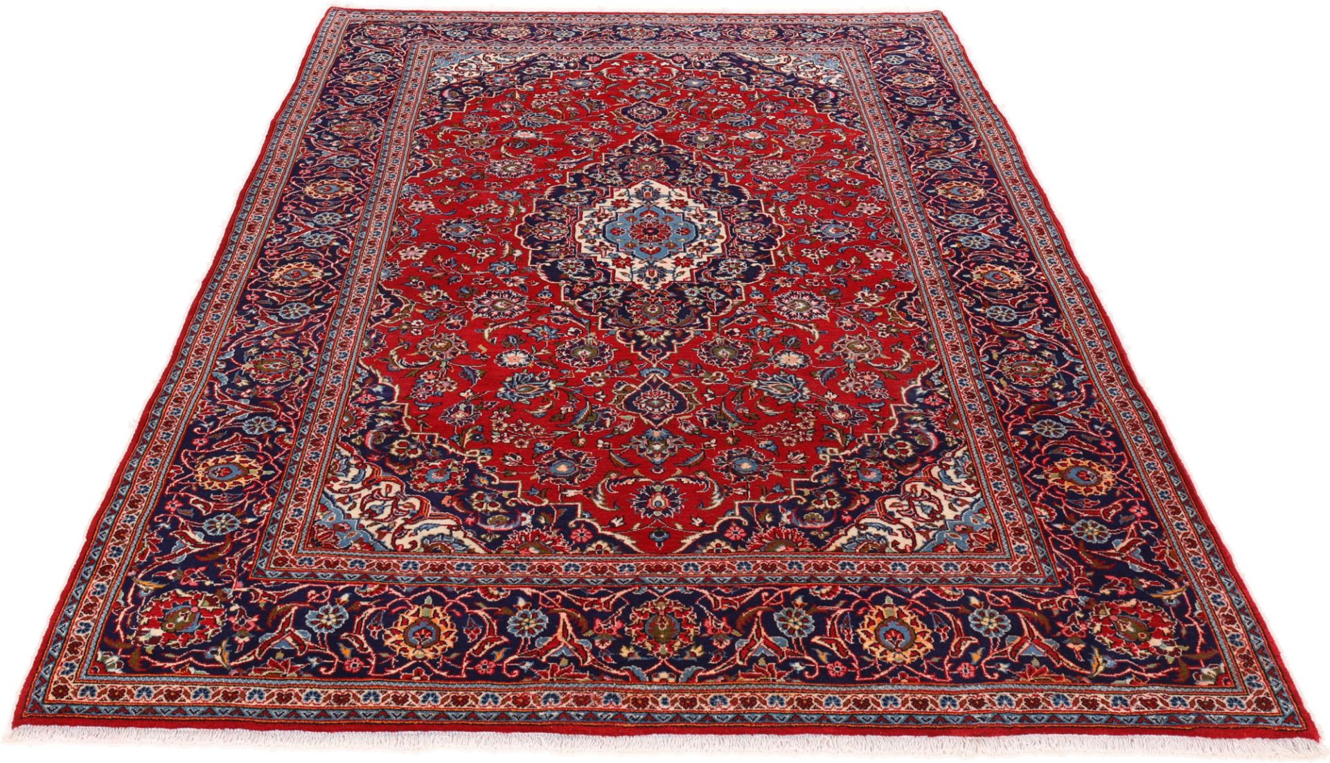 Hand-Knotted Wool Kashan Persian Rug, 202 × 302 cm