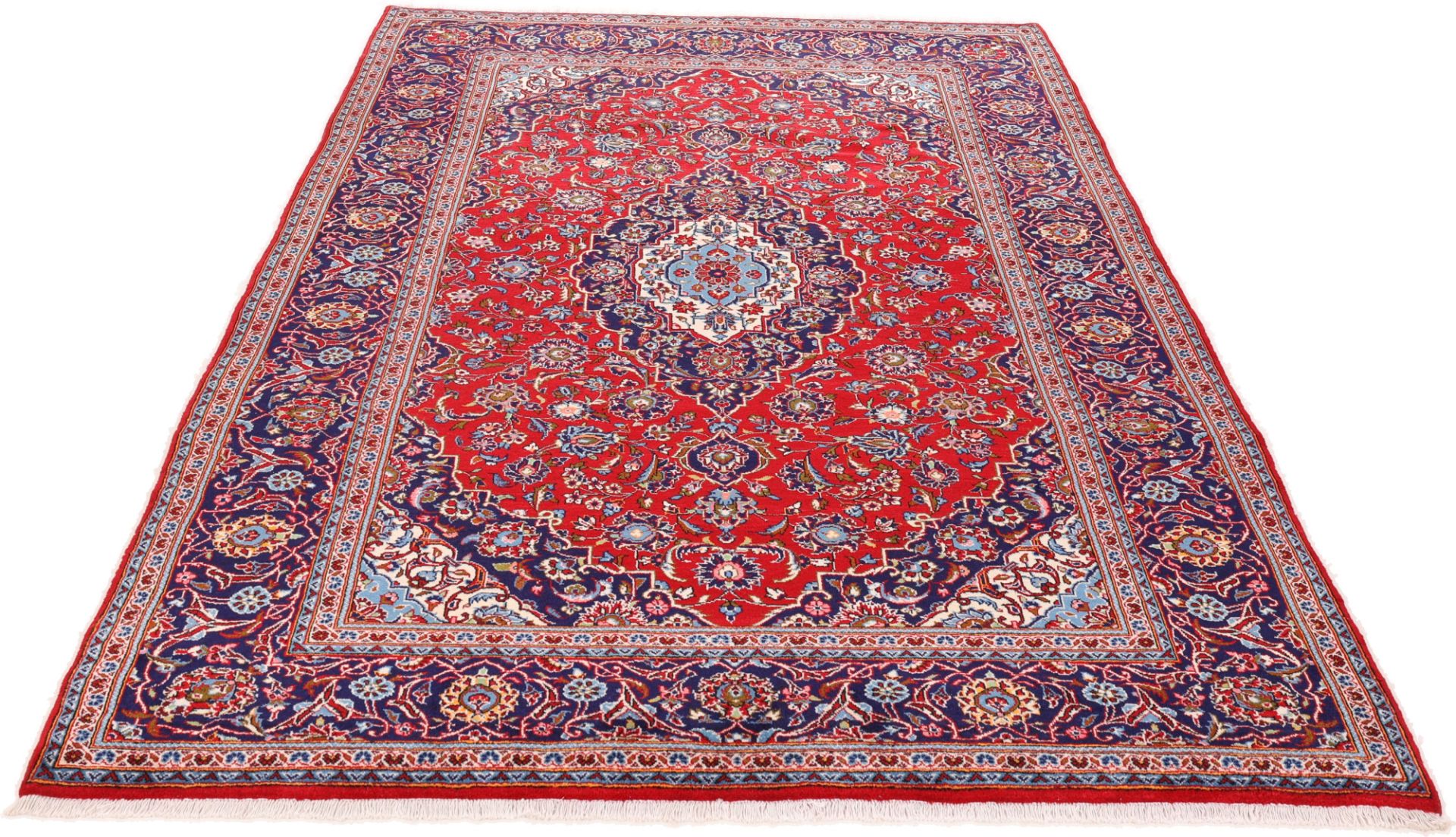 Hand-Knotted Wool Kashan Persian Rug, 202 × 302 cm