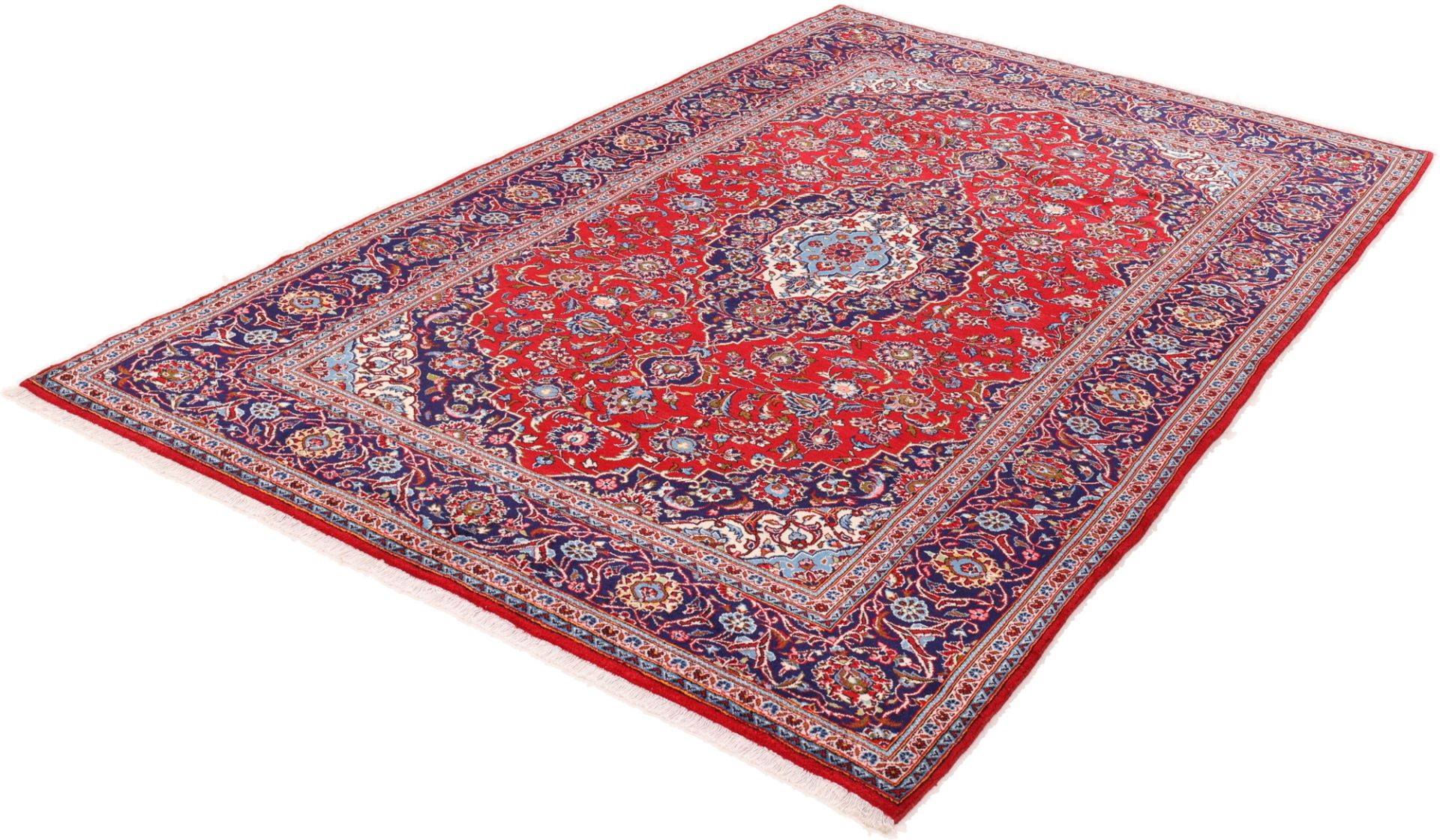 Hand-Knotted Wool Kashan Persian Rug, 202 × 302 cm