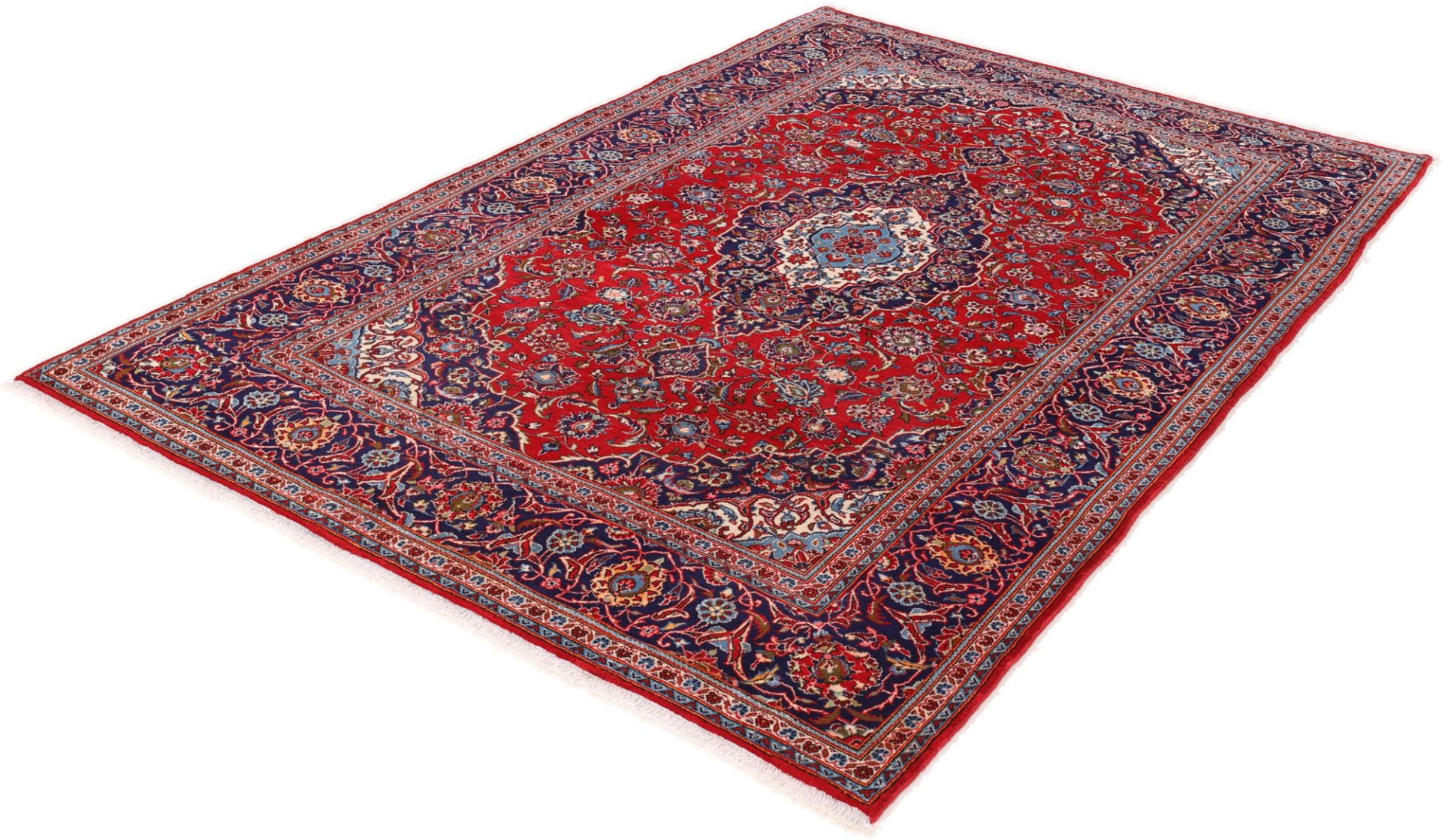 Hand-Knotted Wool Kashan Persian Rug, 202 × 302 cm