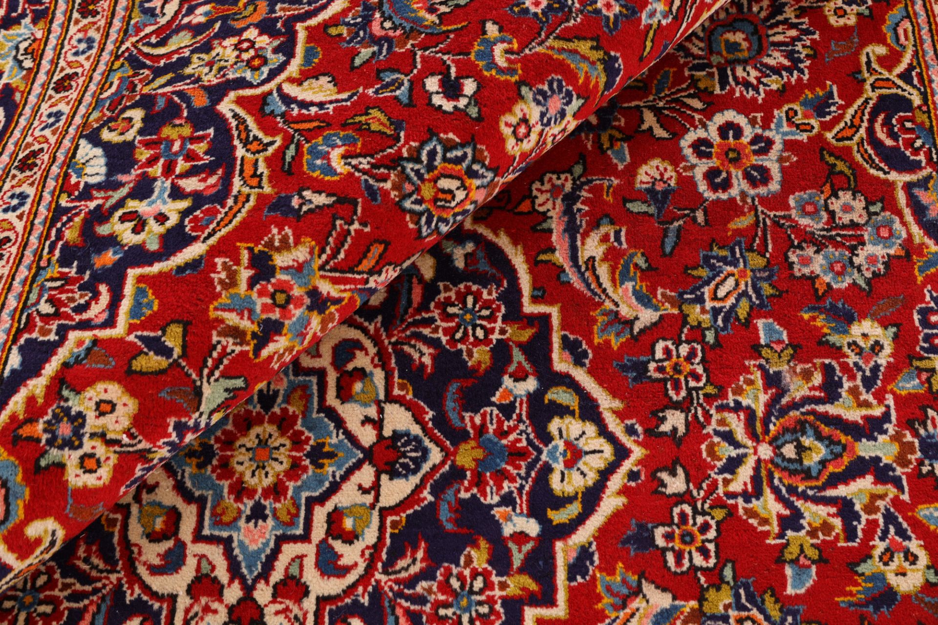 Hand-Knotted Wool & Silk Kashan Persian Rug, 203 × 318 cm