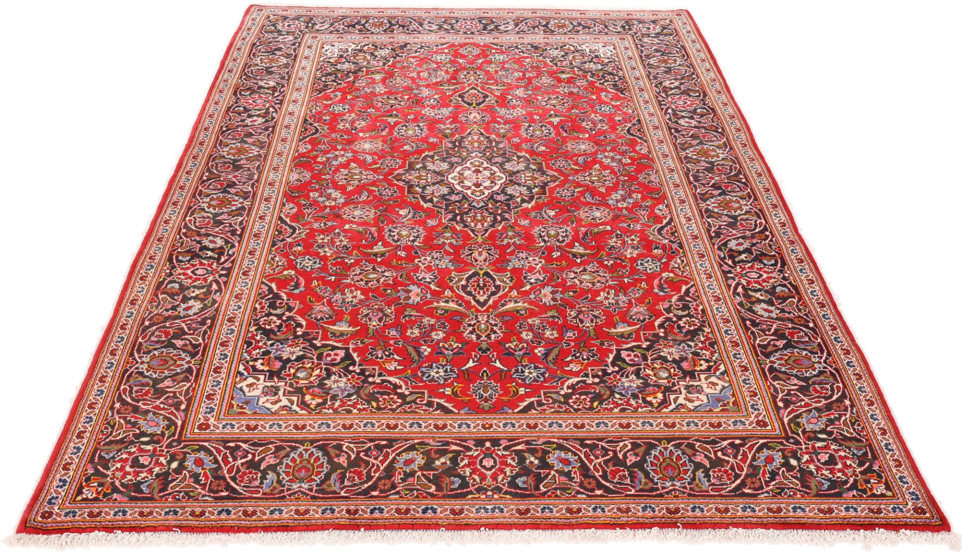 Hand-Knotted Wool Kashan Persian Rug, 203 × 304 cm