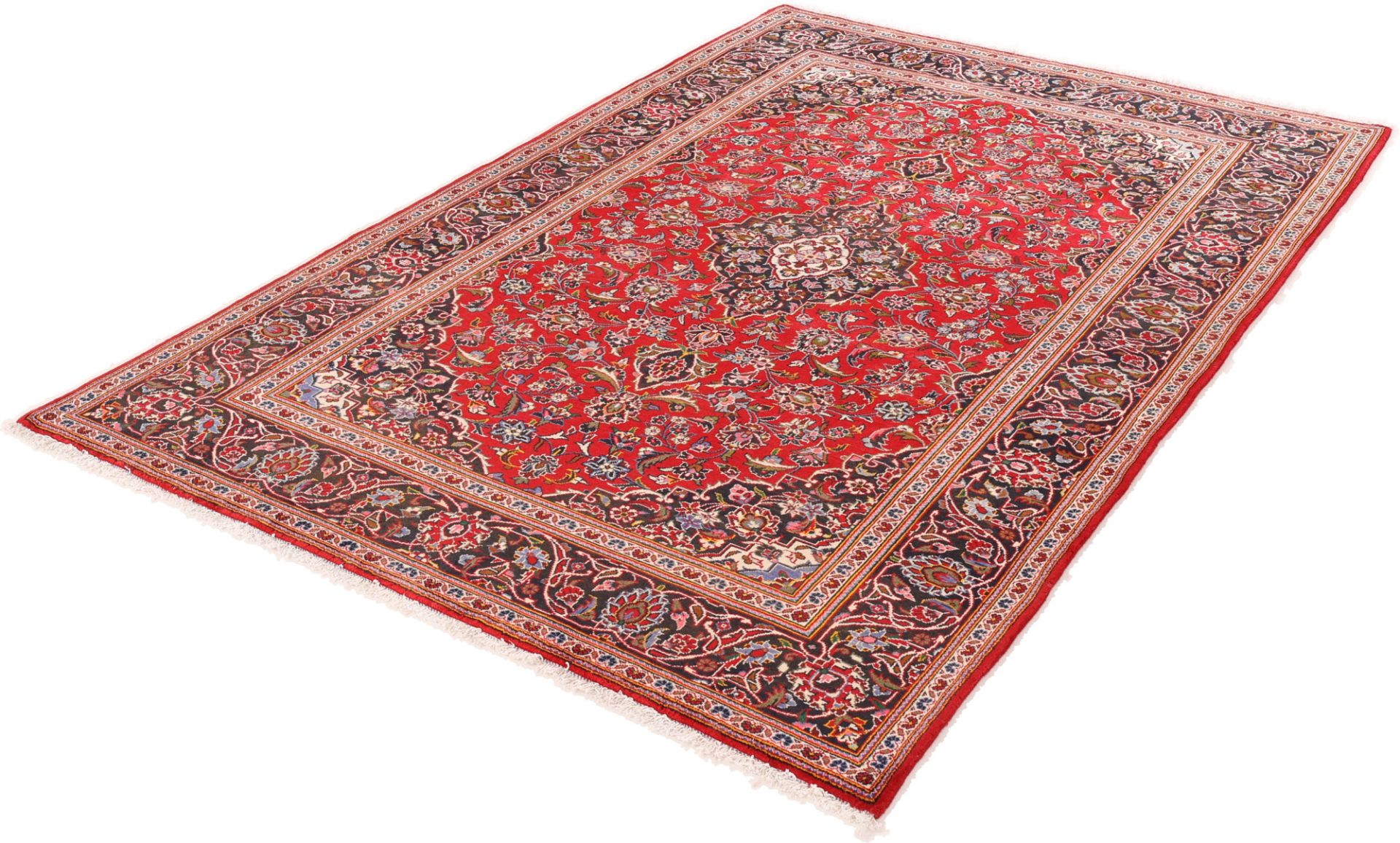Hand-Knotted Wool Kashan Persian Rug, 203 × 304 cm