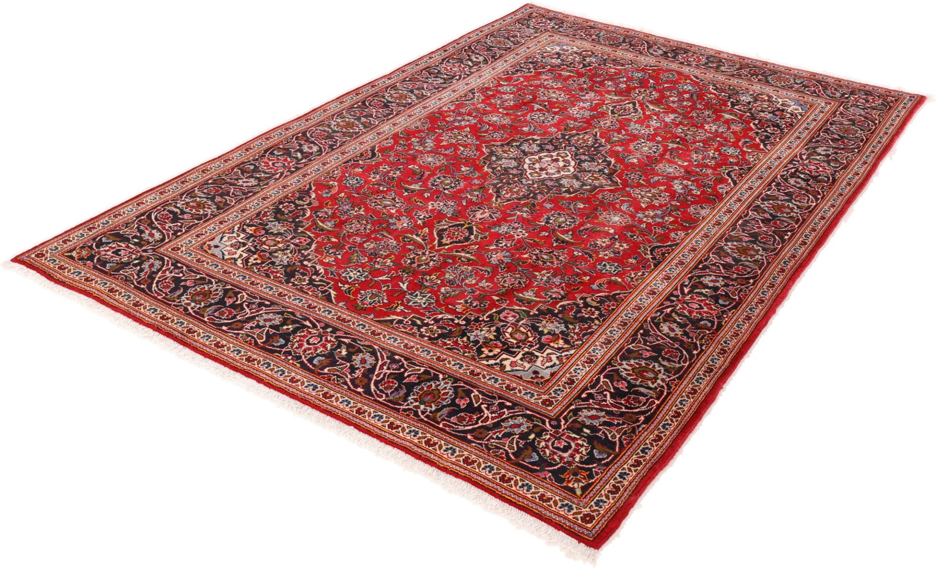 Hand-Knotted Wool Kashan Persian Rug, 203 × 304 cm
