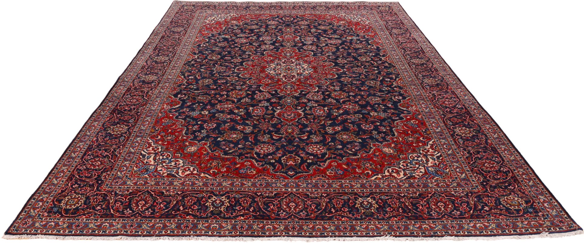 Hand-Knotted Wool Kashan Persian Rug, 305 × 412 cm