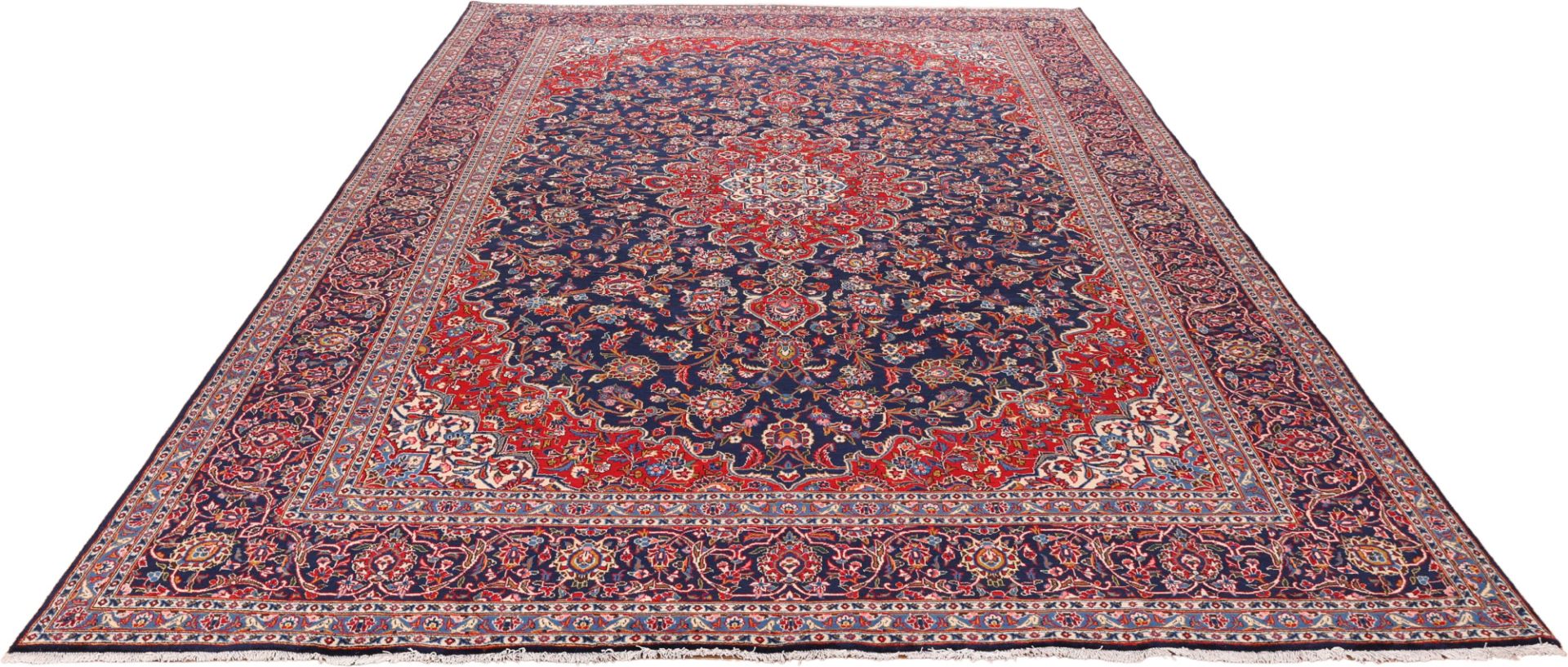 Hand-Knotted Wool Kashan Persian Rug, 305 × 412 cm