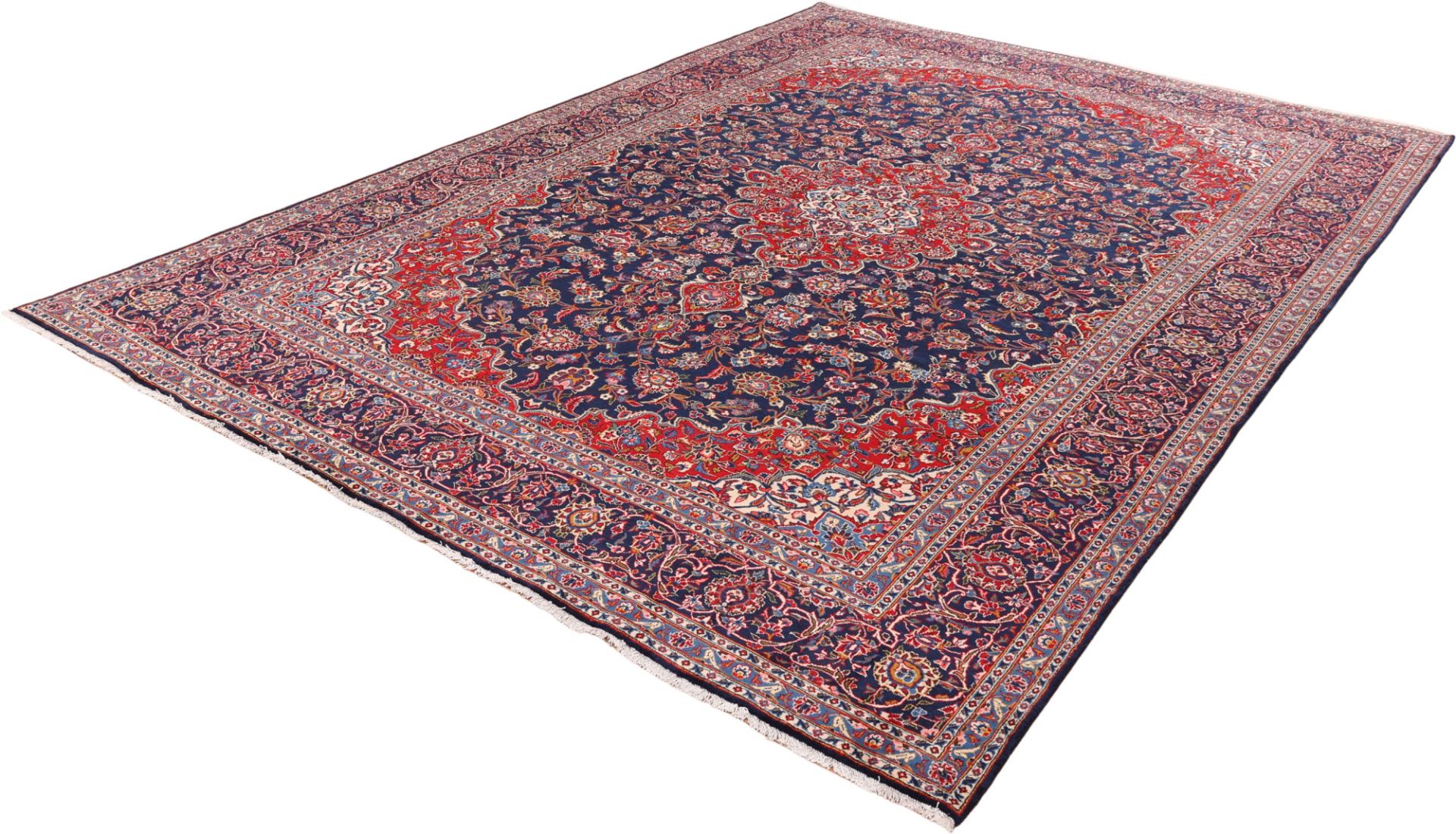 Hand-Knotted Wool Kashan Persian Rug, 305 × 412 cm