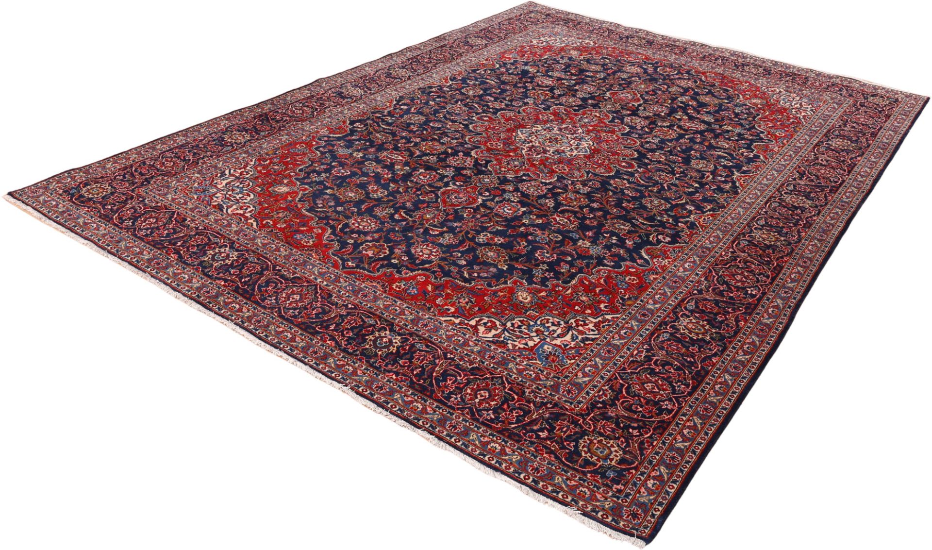 Hand-Knotted Wool Kashan Persian Rug, 305 × 412 cm