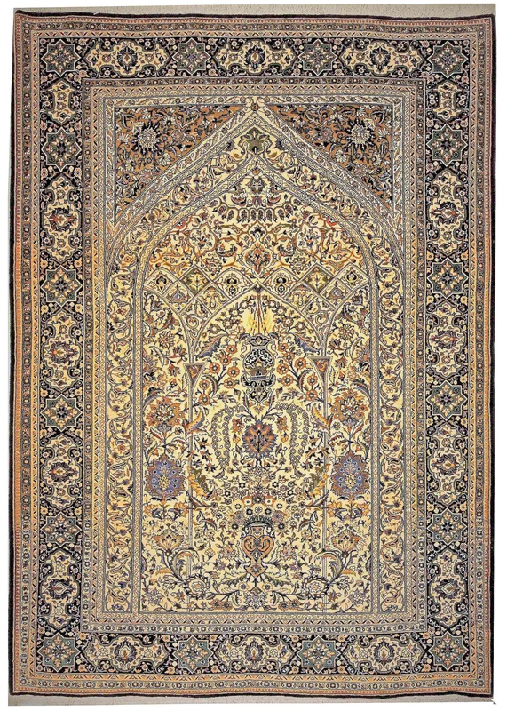Antique Wool Qom Persian Rug, 205 × 145 cm