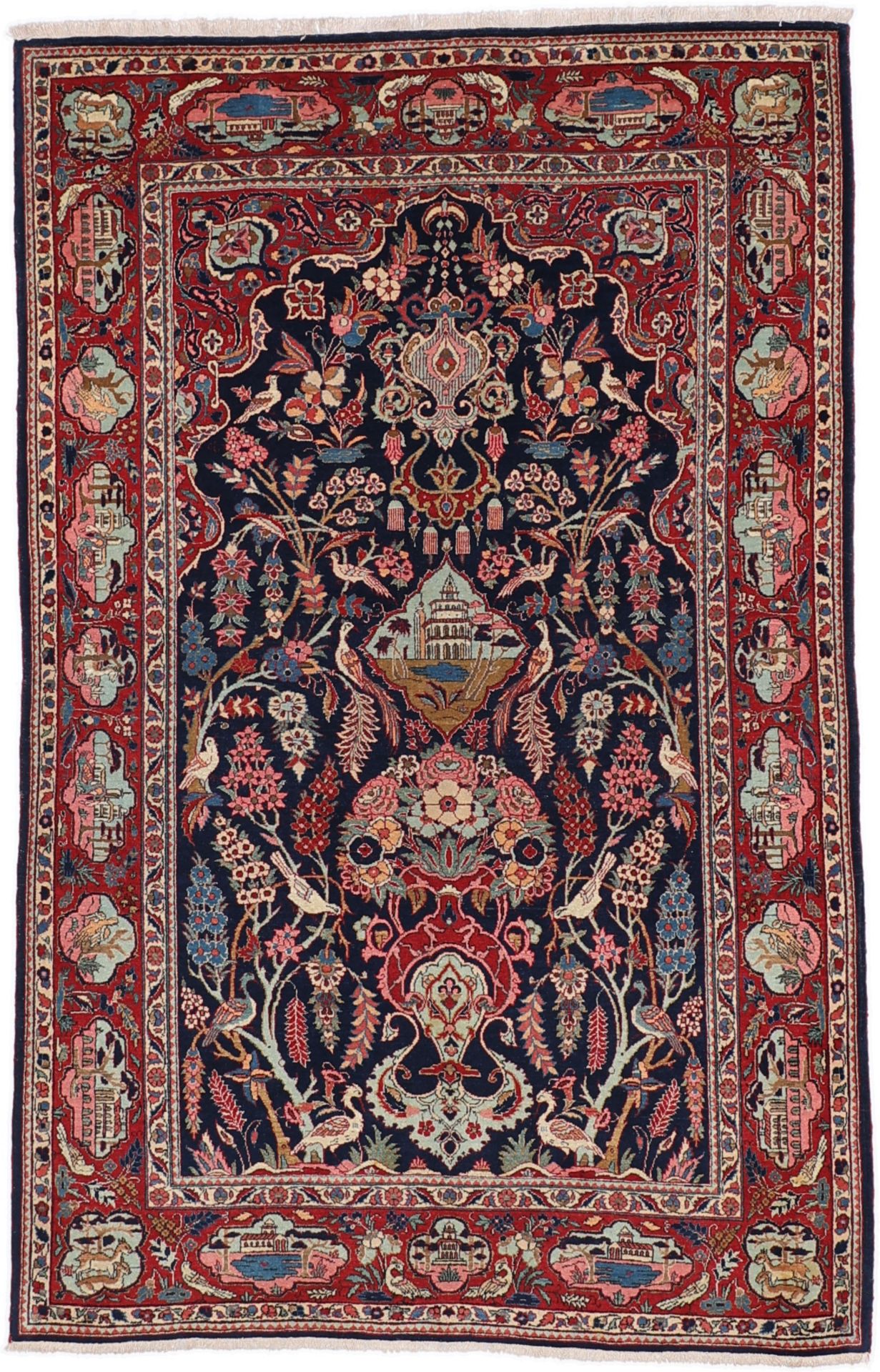 Antique Wool Kashan Persian Rug, 130 × 205 cm