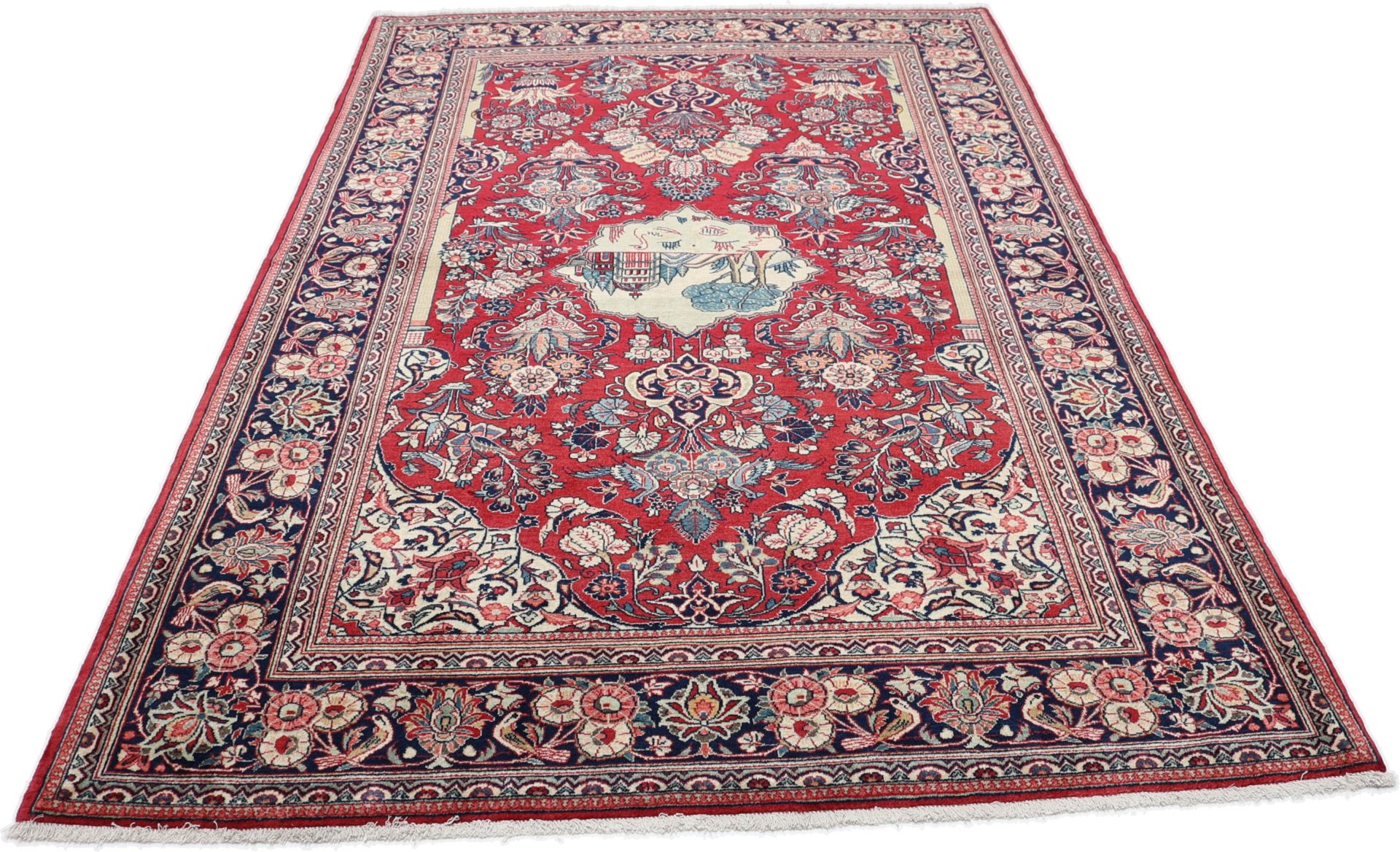Antique Wool Kashan Persian Rug, 135 × 205 cm