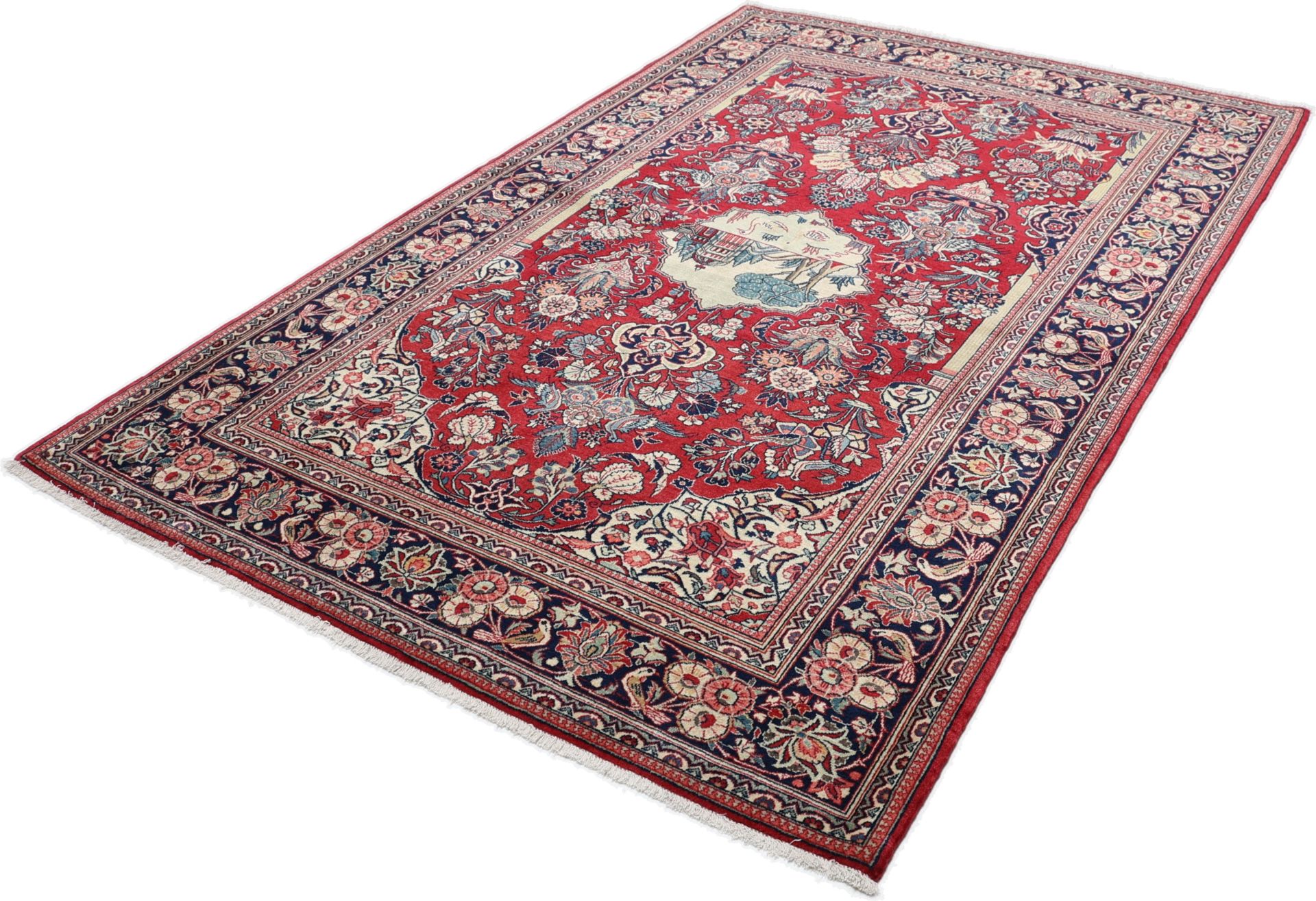 Antique Wool Kashan Persian Rug, 135 × 205 cm