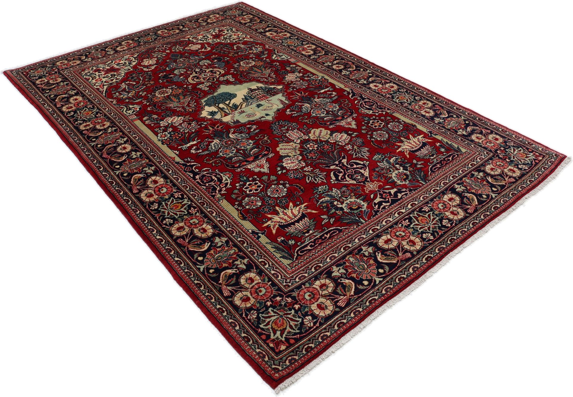 Antique Wool Kashan Persian Rug, 135 × 205 cm