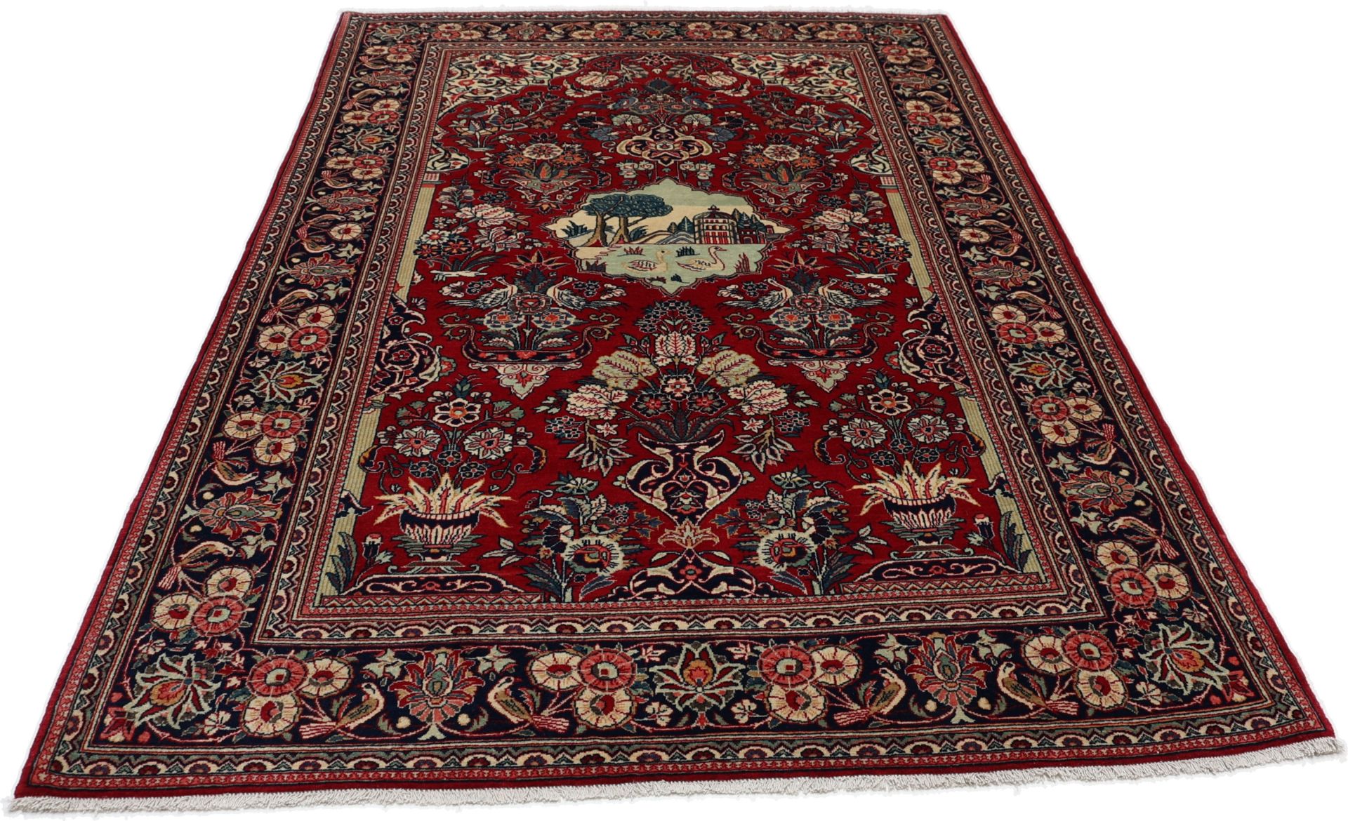 Antique Wool Kashan Persian Rug, 135 × 205 cm