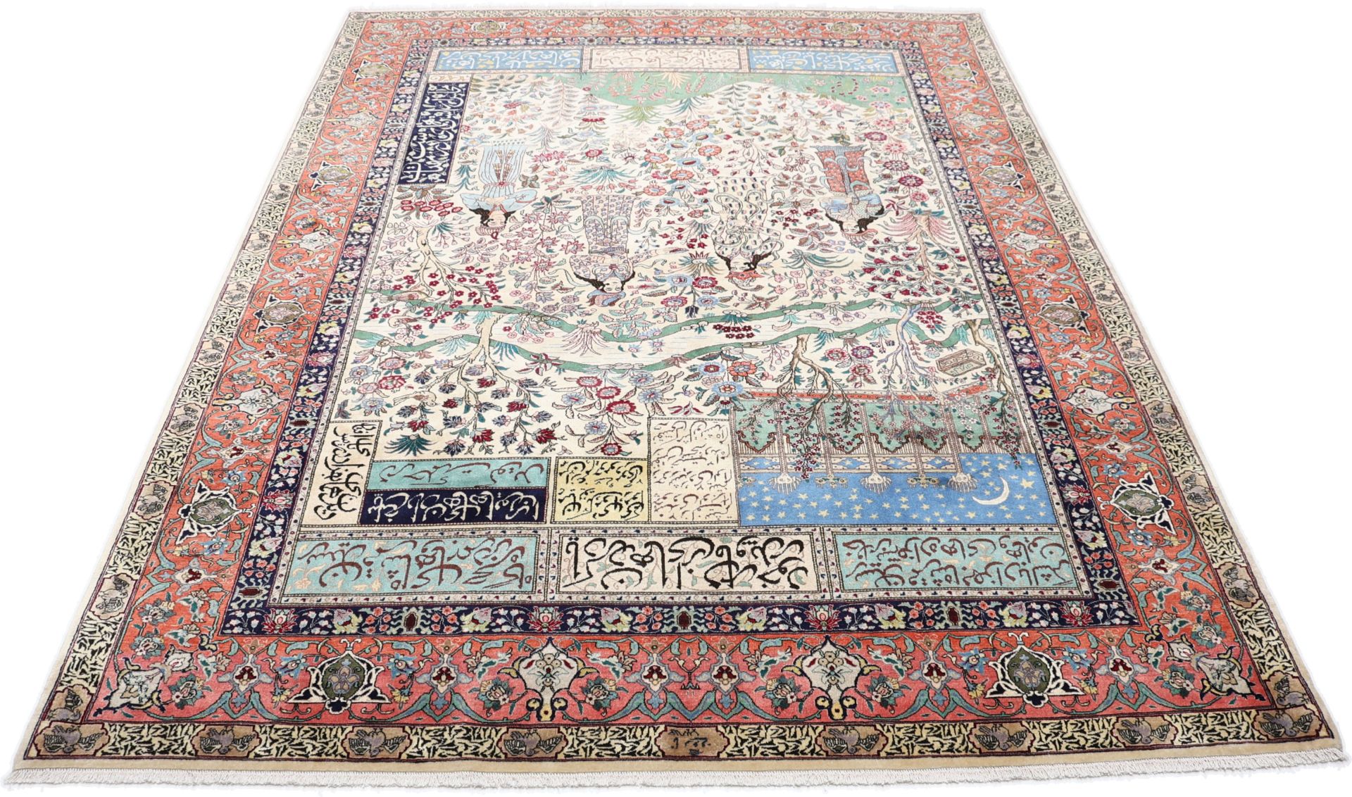 Hand-Knotted Wool & Silk Tabriz Persian Rug, 195 × 265 cm